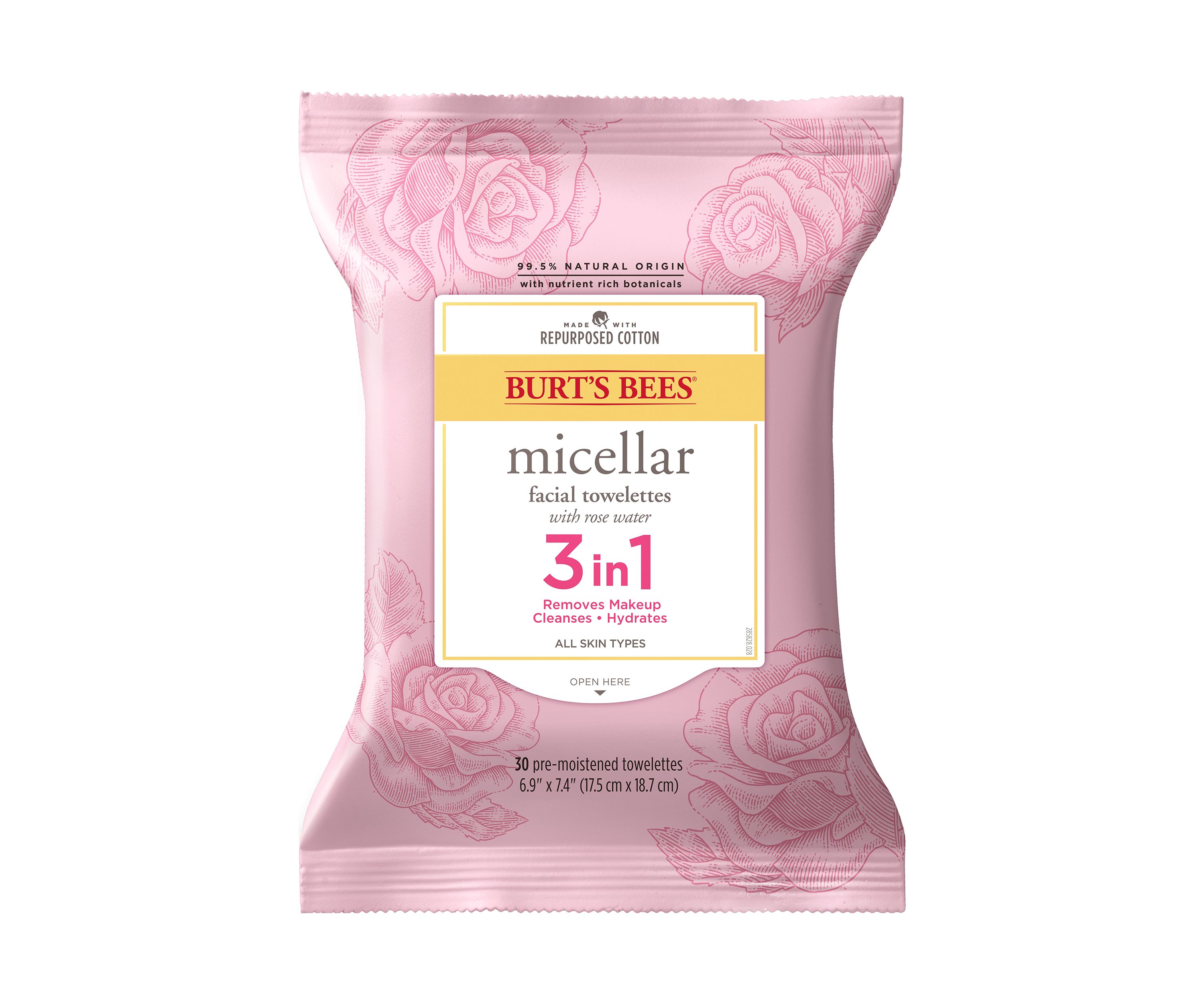 Facial Cleansing Towelettes, Micellar Rose - 30 Count 