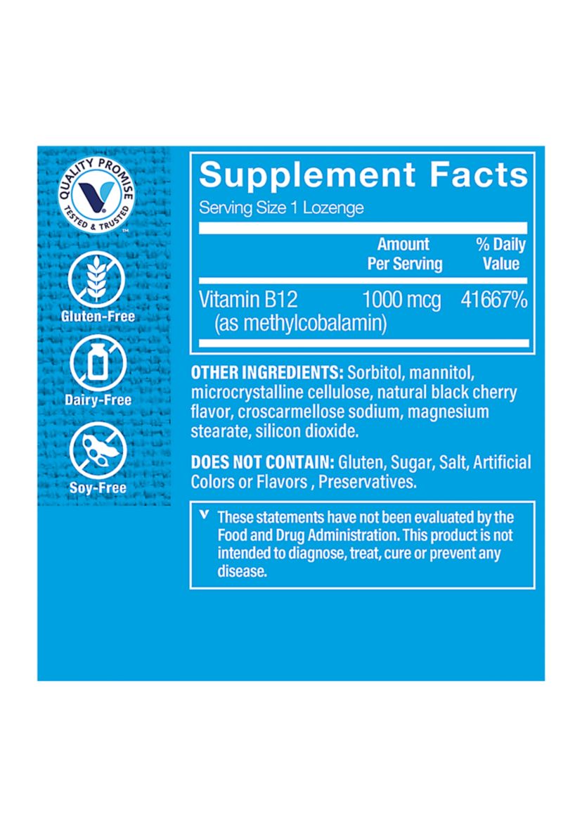 B12 Methylcobalamin - 1,000 MCG - Black Cherry (60 Lozenges)