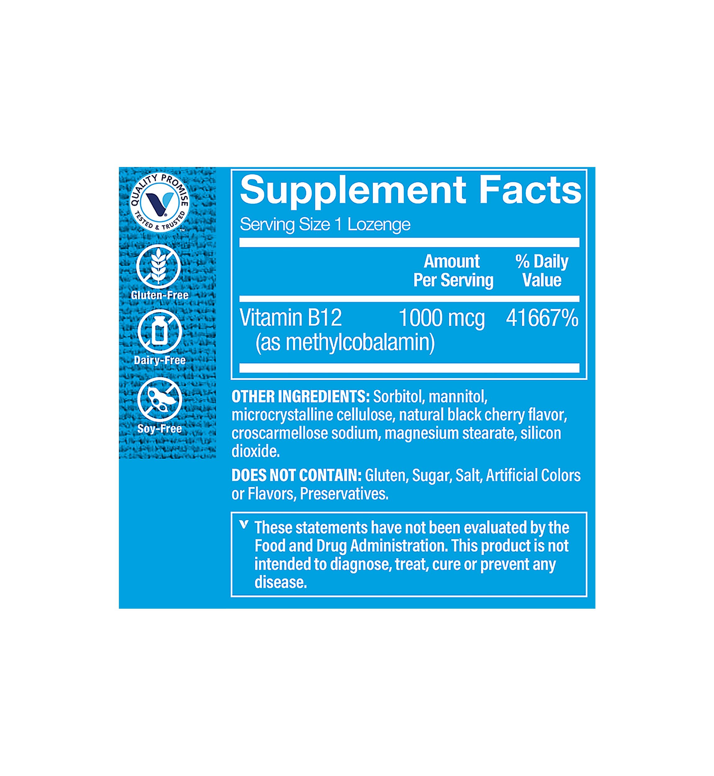 B12 Methylcobalamin 1000 mcg - Black Cherry (120 Lozenges)