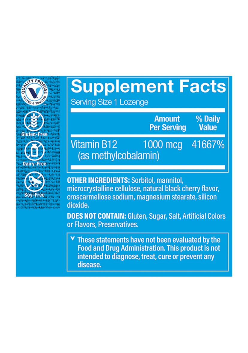 B12 Methylcobalamin 1000 mcg - Black Cherry (120 Lozenges)