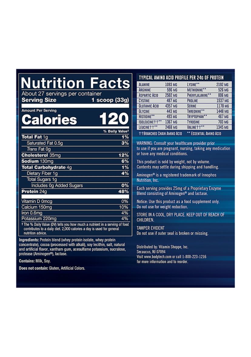 Whey Tech Pro 24 Whey Protein Isolate & Concentrate Powder - Rich Chocolate (2 Pounds / 27 Servings)