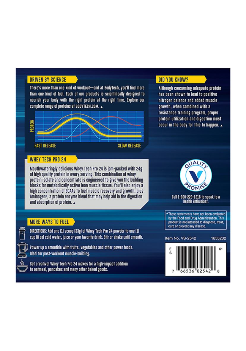 Whey Tech Pro 24 Whey Protein Isolate & Concentrate Powder - Rich Chocolate (2 Pounds / 27 Servings)