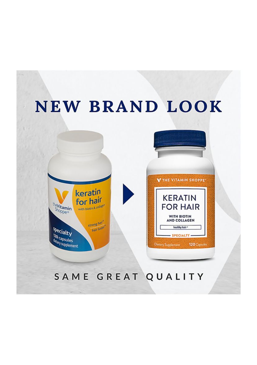 Keratin for Hair with Biotin & Collagen (120 Capsules)
