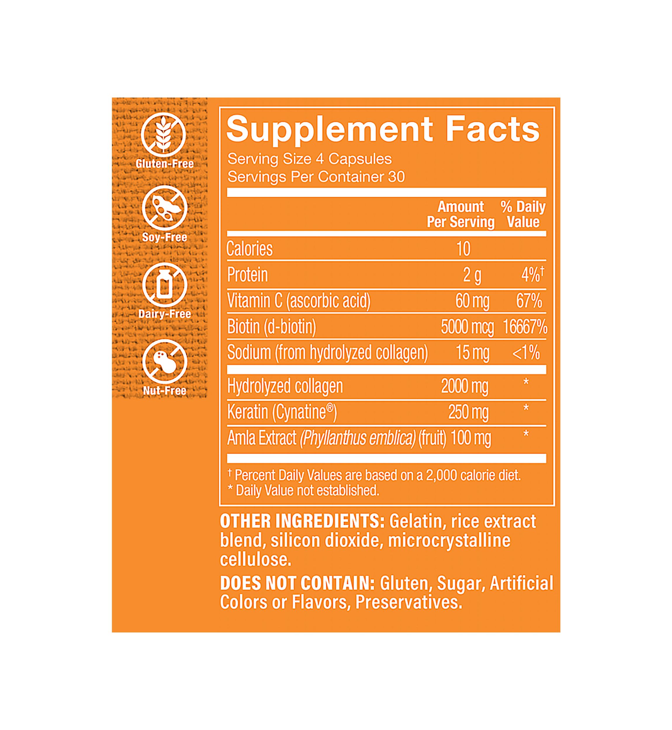 Keratin for Hair with Biotin & Collagen (120 Capsules)