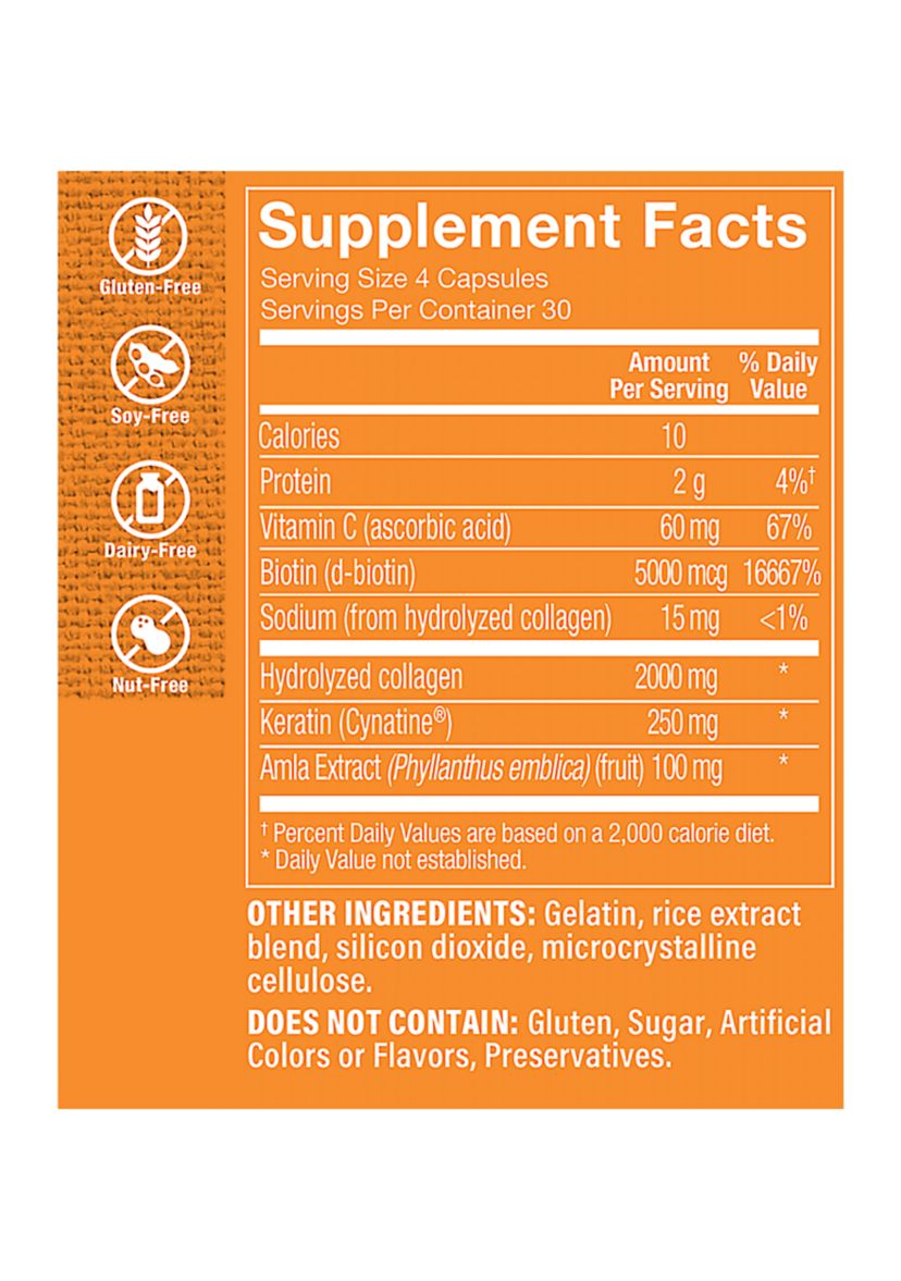 Keratin for Hair with Biotin & Collagen (120 Capsules)