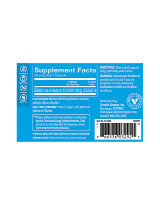 The Vitamin Shoppe® Biotin for Hair, Skin & Nails Support - 10,000 MCG (120  Capsules) | belk