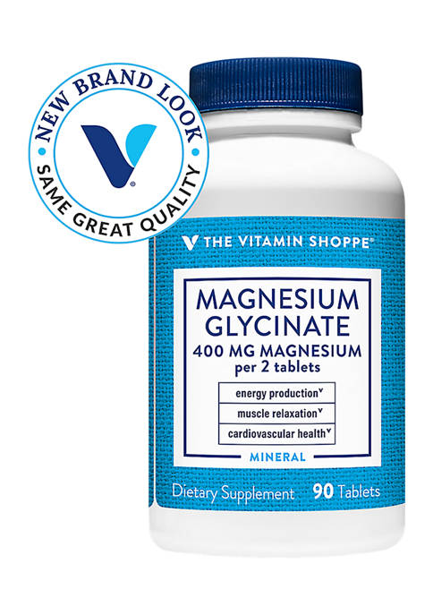 Magnesium Glycinate - Supports Energy Production, Muscle Relaxation & Cardiovascular Health - 400 MG (90 Tablets)