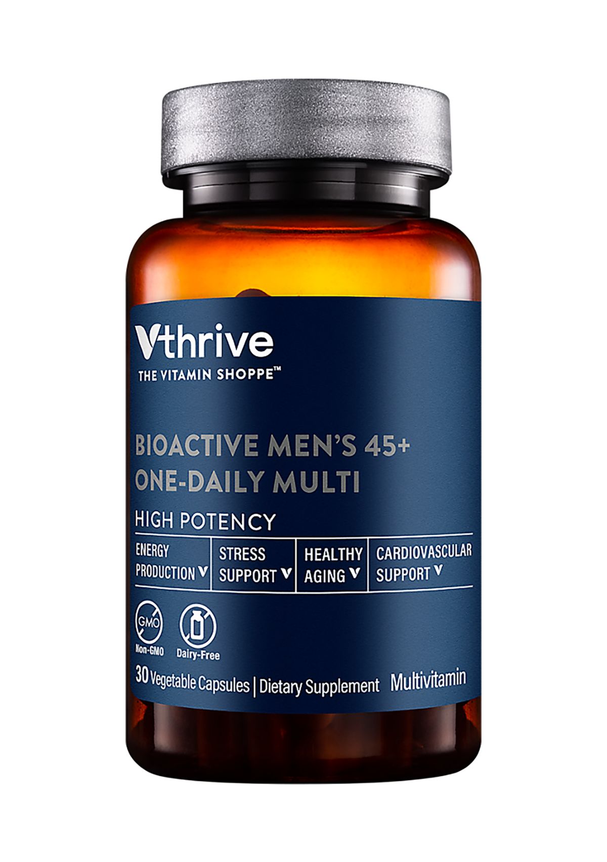 Bioactive Multivitamin for Men 45+ Once Daily - Supports Stress, Healthy Aging (30 Vegetarian Capsules)