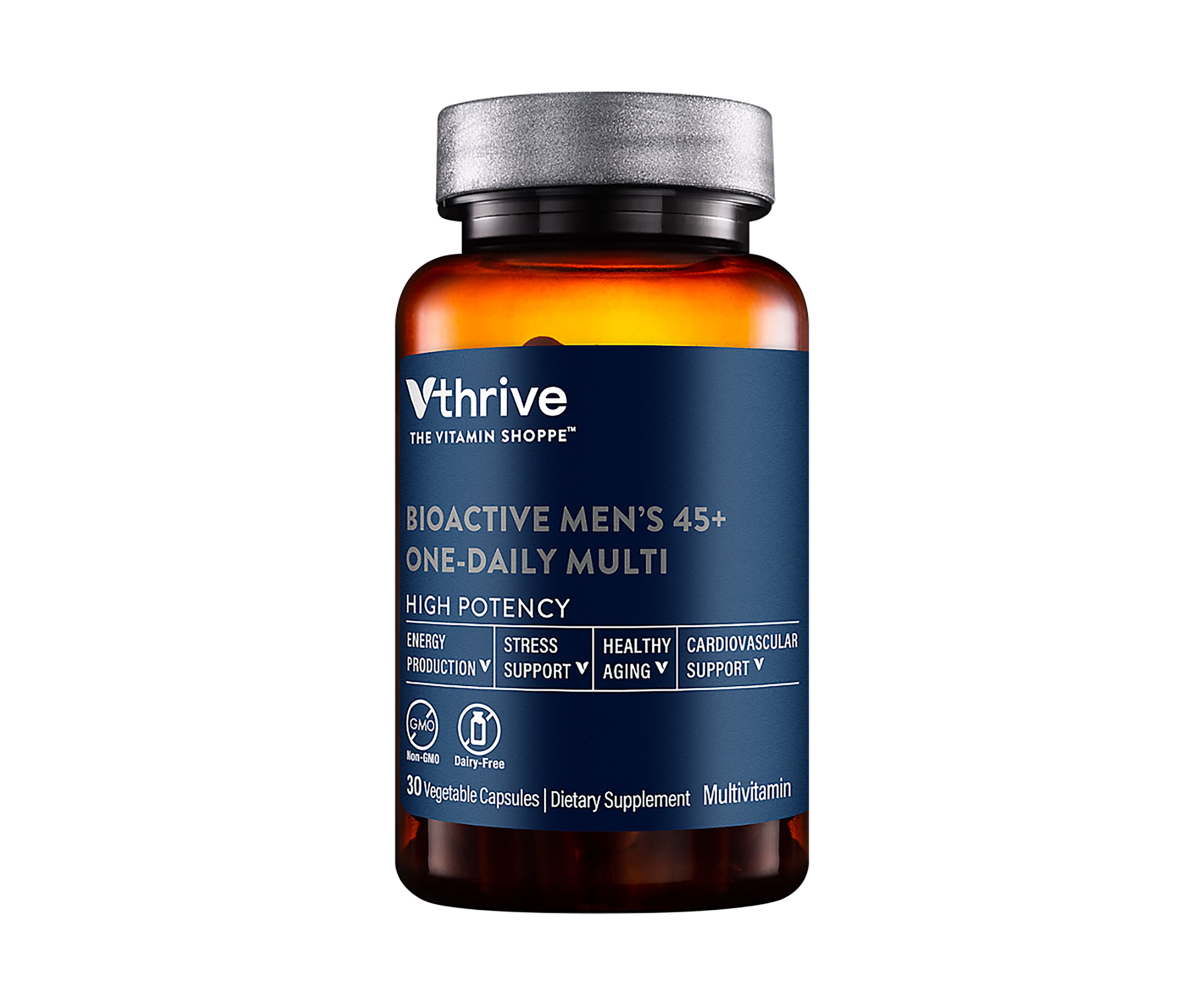 Bioactive Multivitamin for Men 45+ Once Daily - Supports Stress, Healthy Aging (30 Vegetarian Capsules)