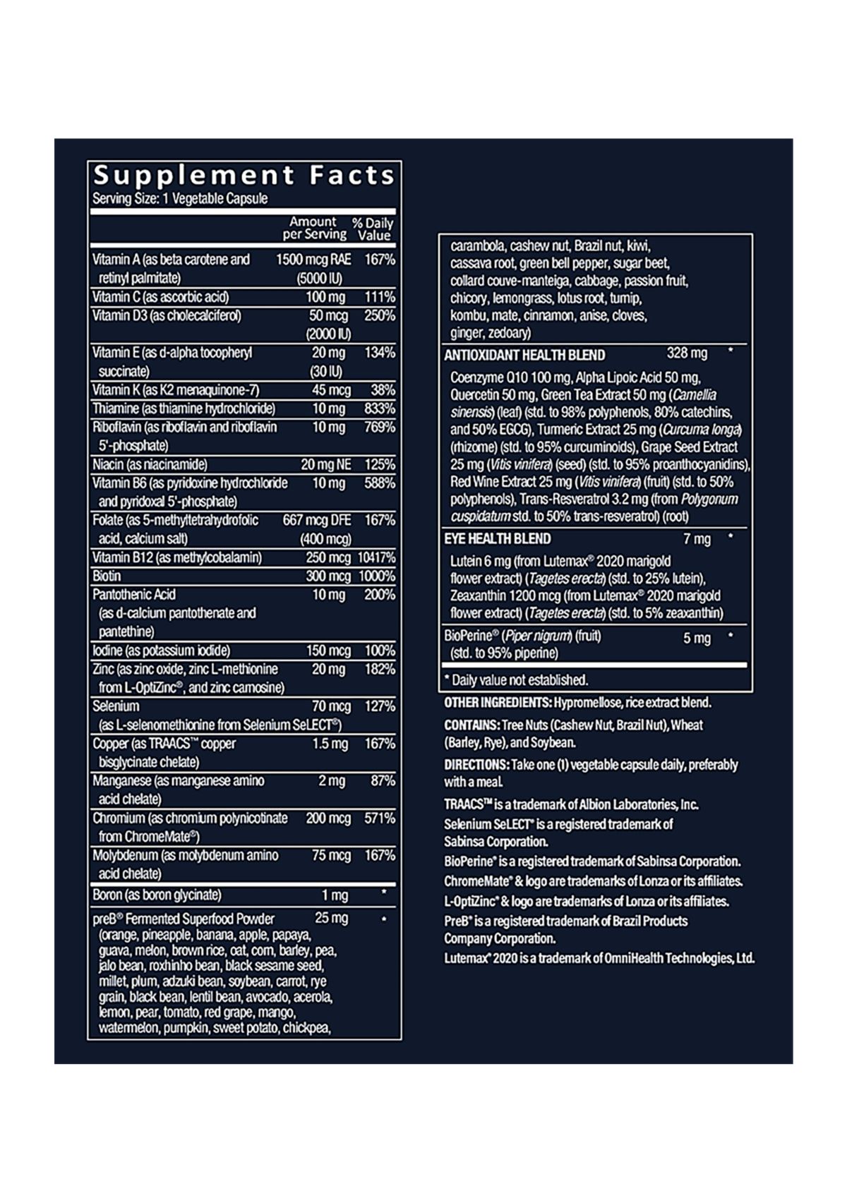 Bioactive Multivitamin for Men 45+ Once Daily - Supports Stress, Healthy Aging (30 Vegetarian Capsules)