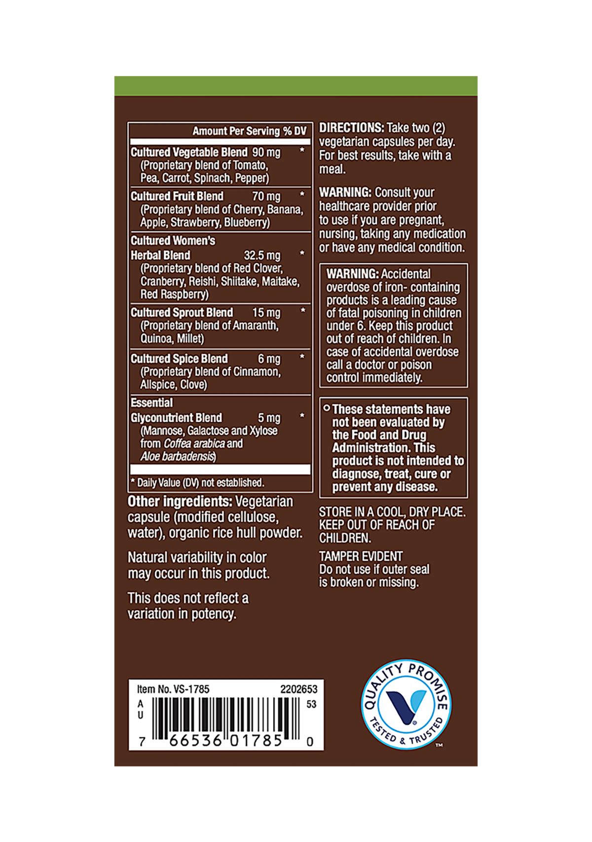 Fermented Whole Food Womens Multivitamin (120 Vegetarian Capsules)