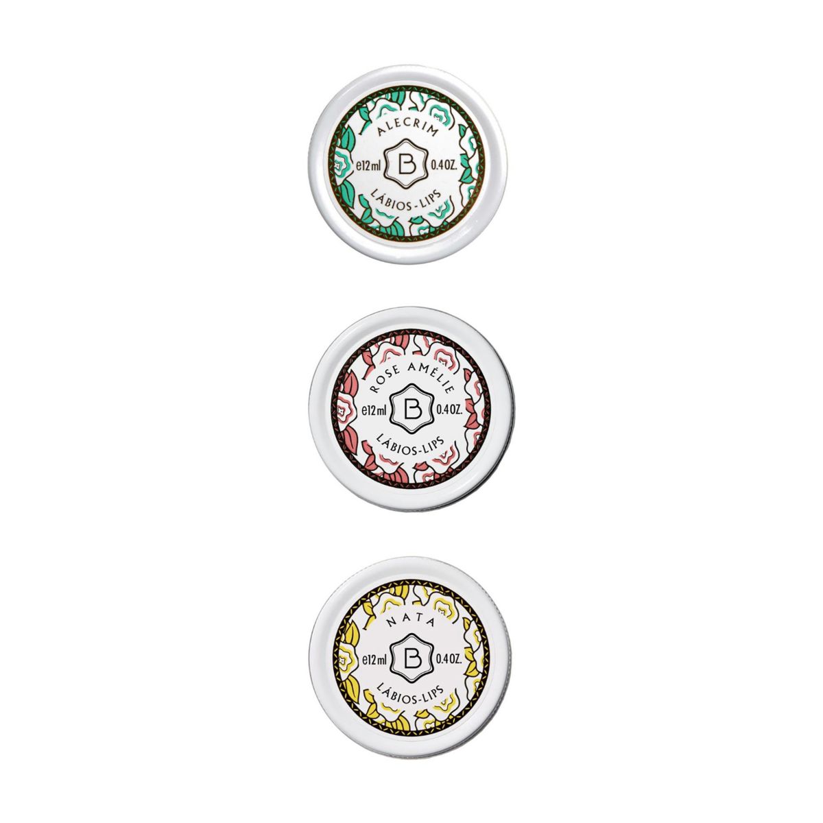 Rose Amélie, Nata and Alecrim Lip Balm Set  (Rose Amelie, Nata and Alecirm 12ml Lip Balm)