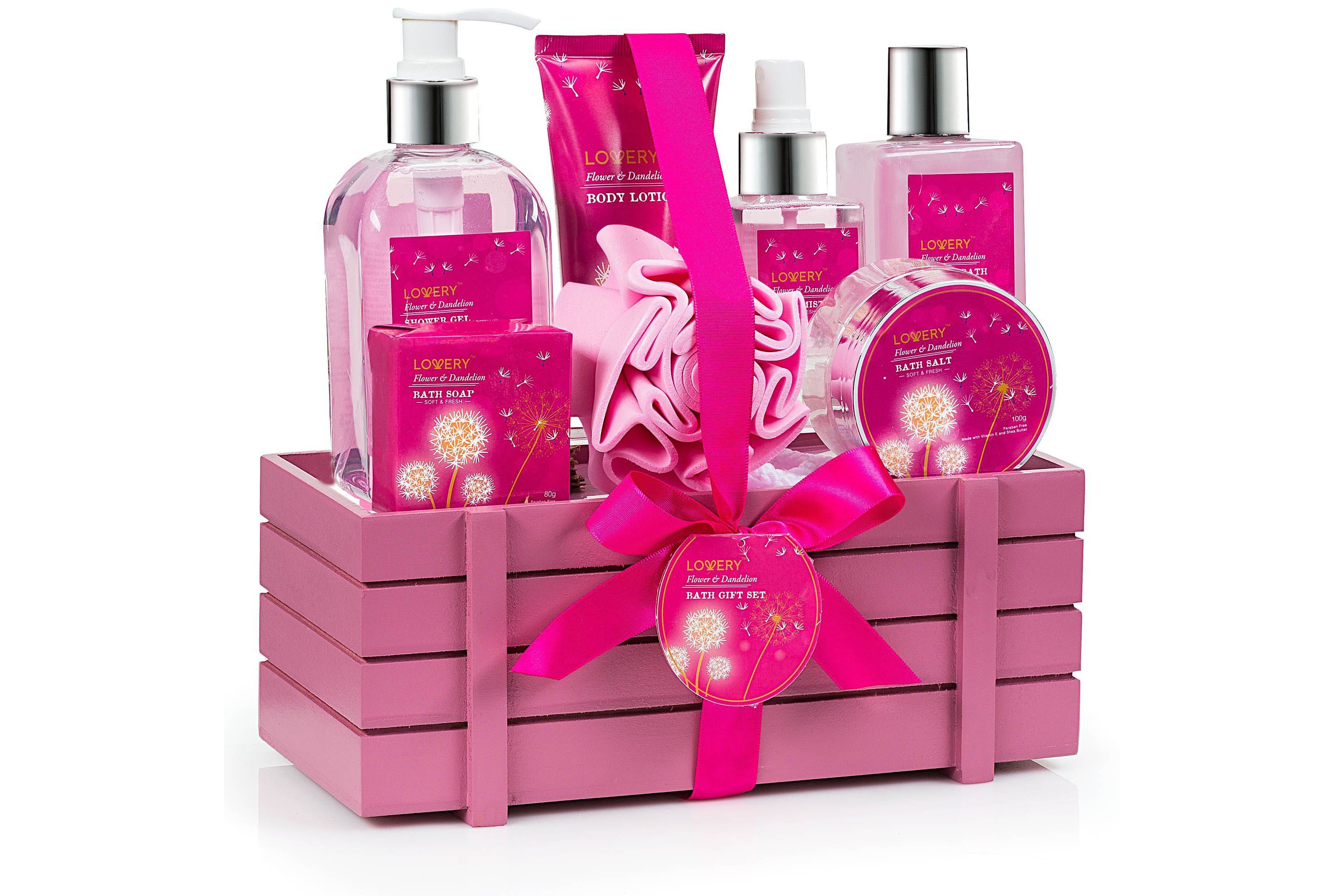 Lovery Home Spa Gift Basket - Luxury Flower Dandelion 8 pc Gift set