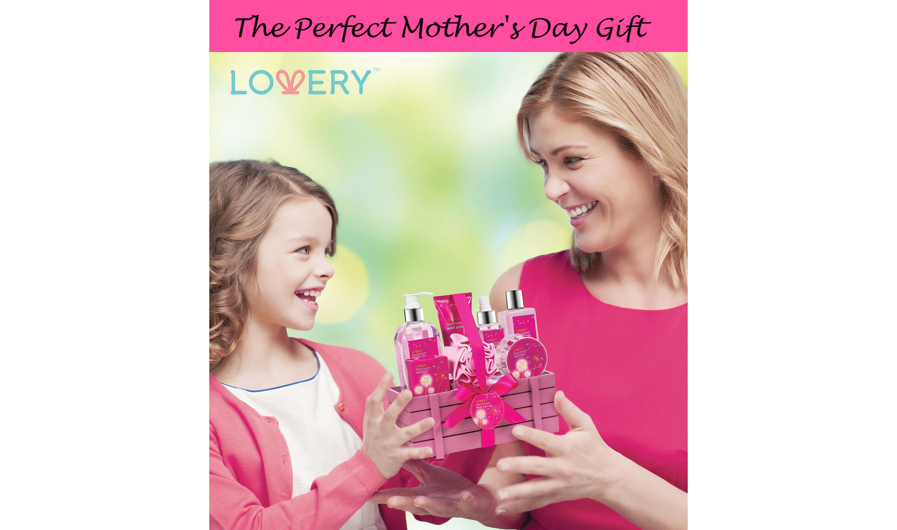 Lovery Home Spa Gift Basket - Luxury Flower Dandelion 8 pc Gift set