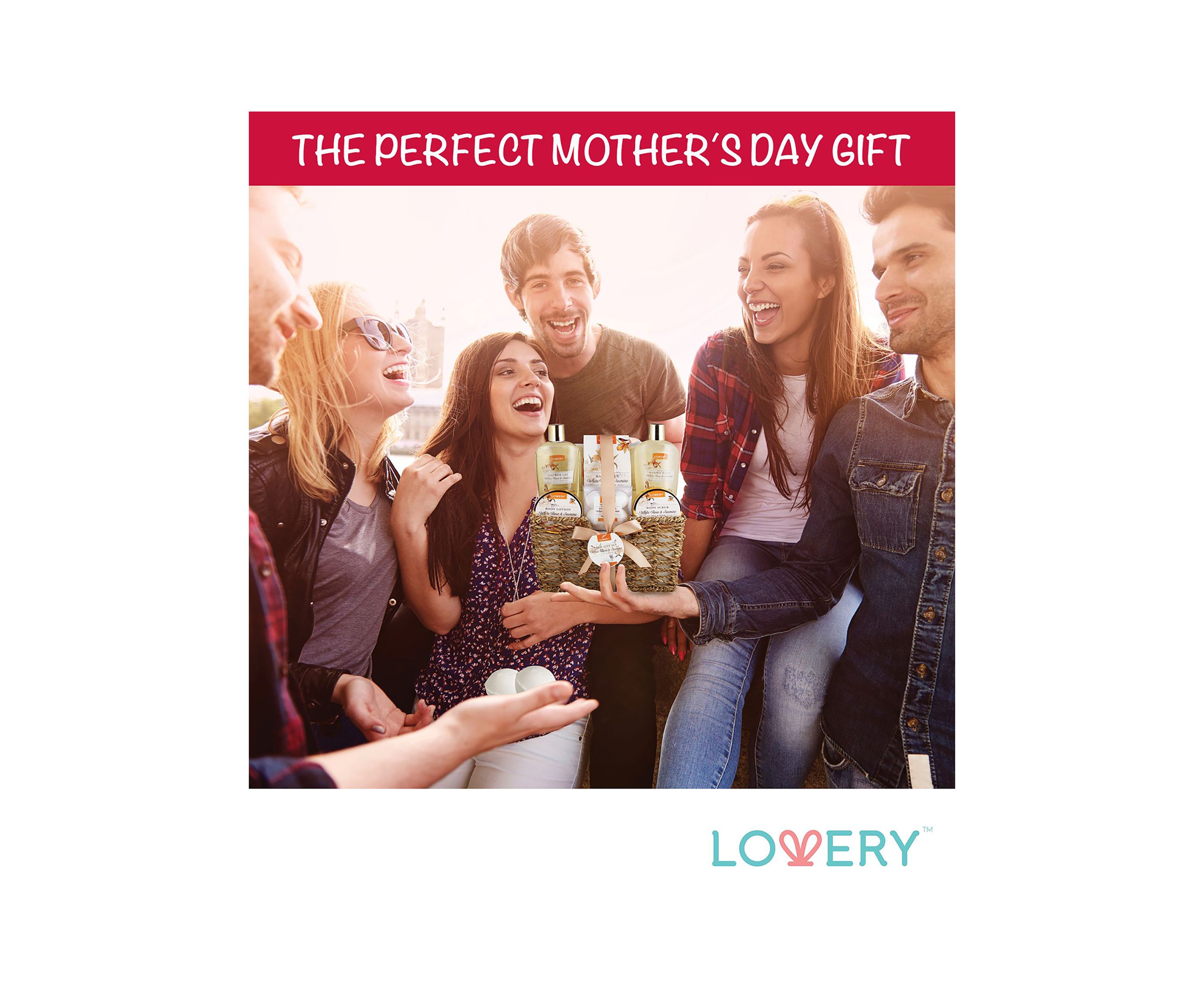 Lovery Home Spa Gift Basket - White Rose & Jasmine - Luxury 11 pc Bath & Body gift