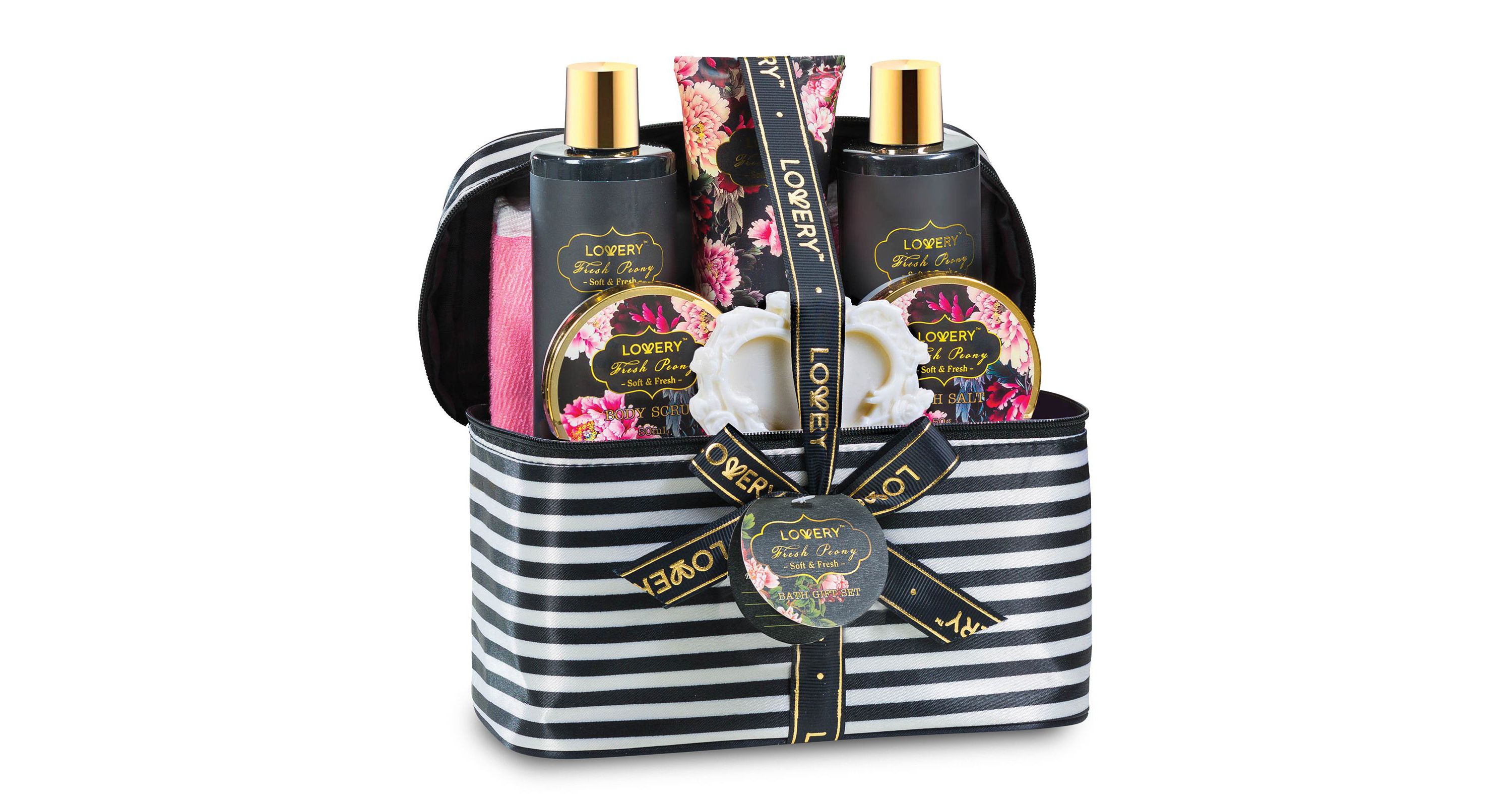 Lovery Home Spa Gift Basket, Luxury 8pc Bath & Body Set