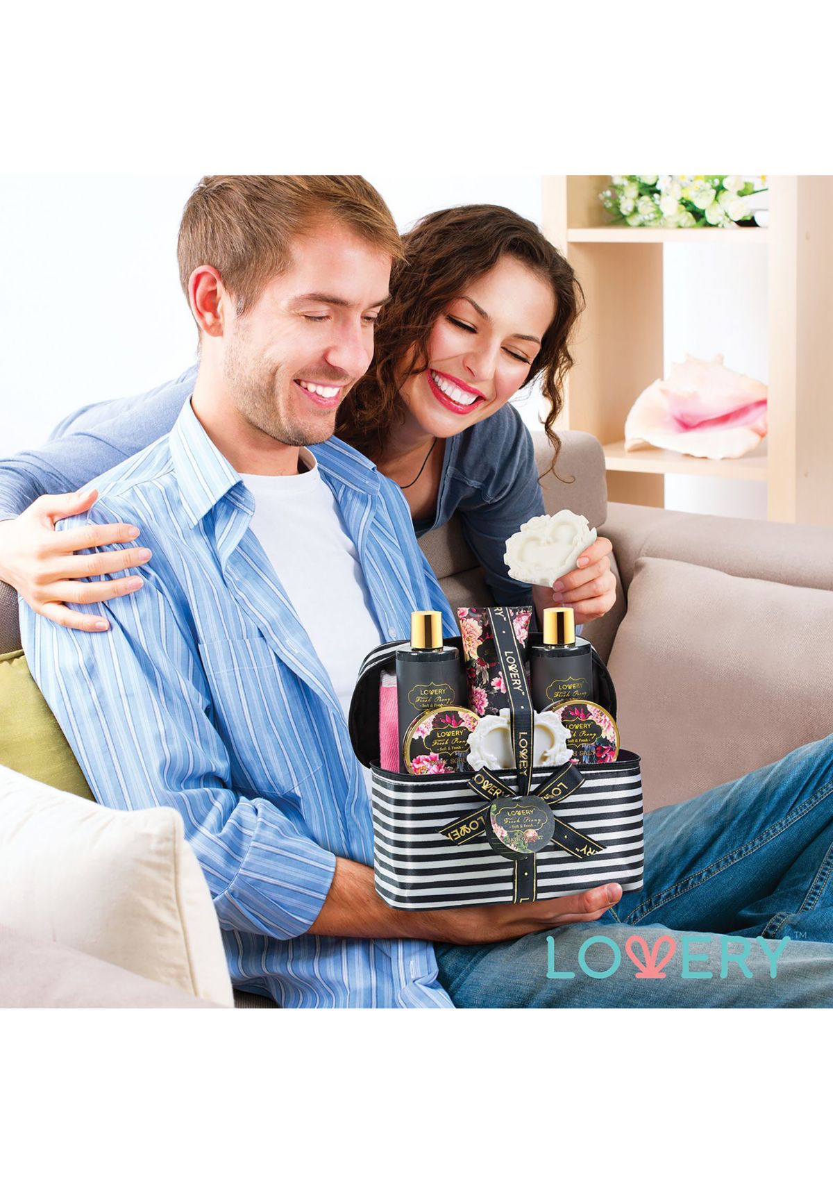 Lovery Home Spa Gift Basket, Luxury 8pc Bath & Body Set