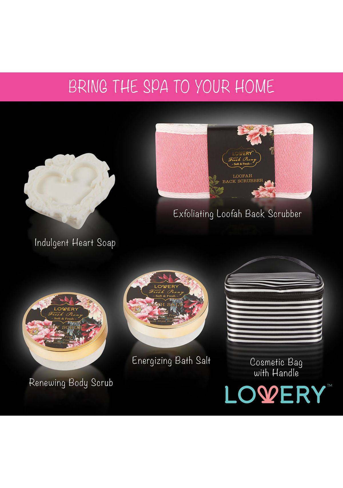 Lovery Home Spa Gift Basket, Luxury 8pc Bath & Body Set