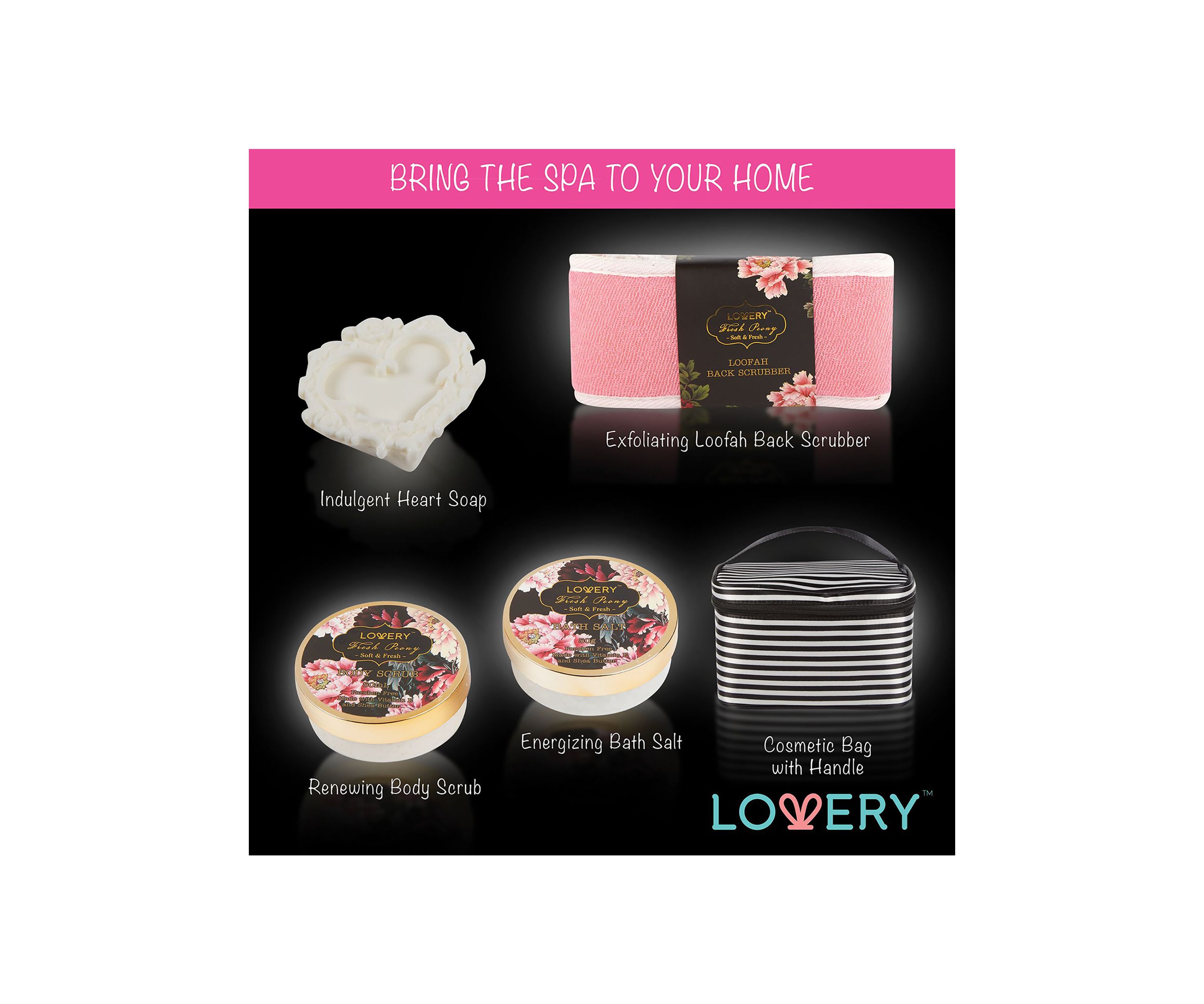 Lovery Home Spa Gift Basket, Luxury 8pc Bath & Body Set