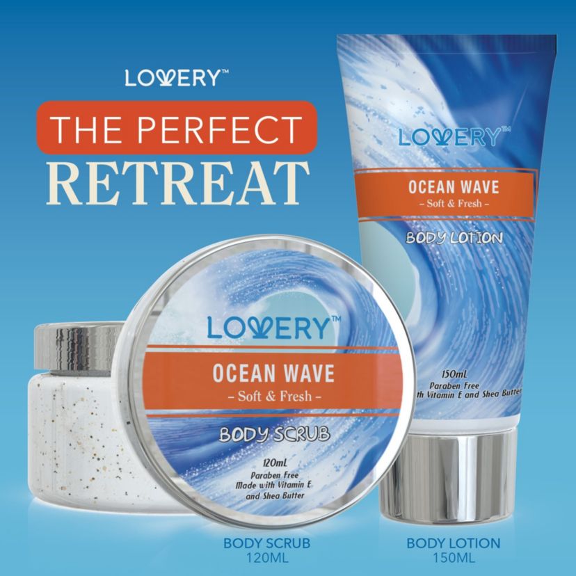 Lovery Home Spa Gift Baskets -  Ocean Wave in Heart Jeweled Holder - 11pc