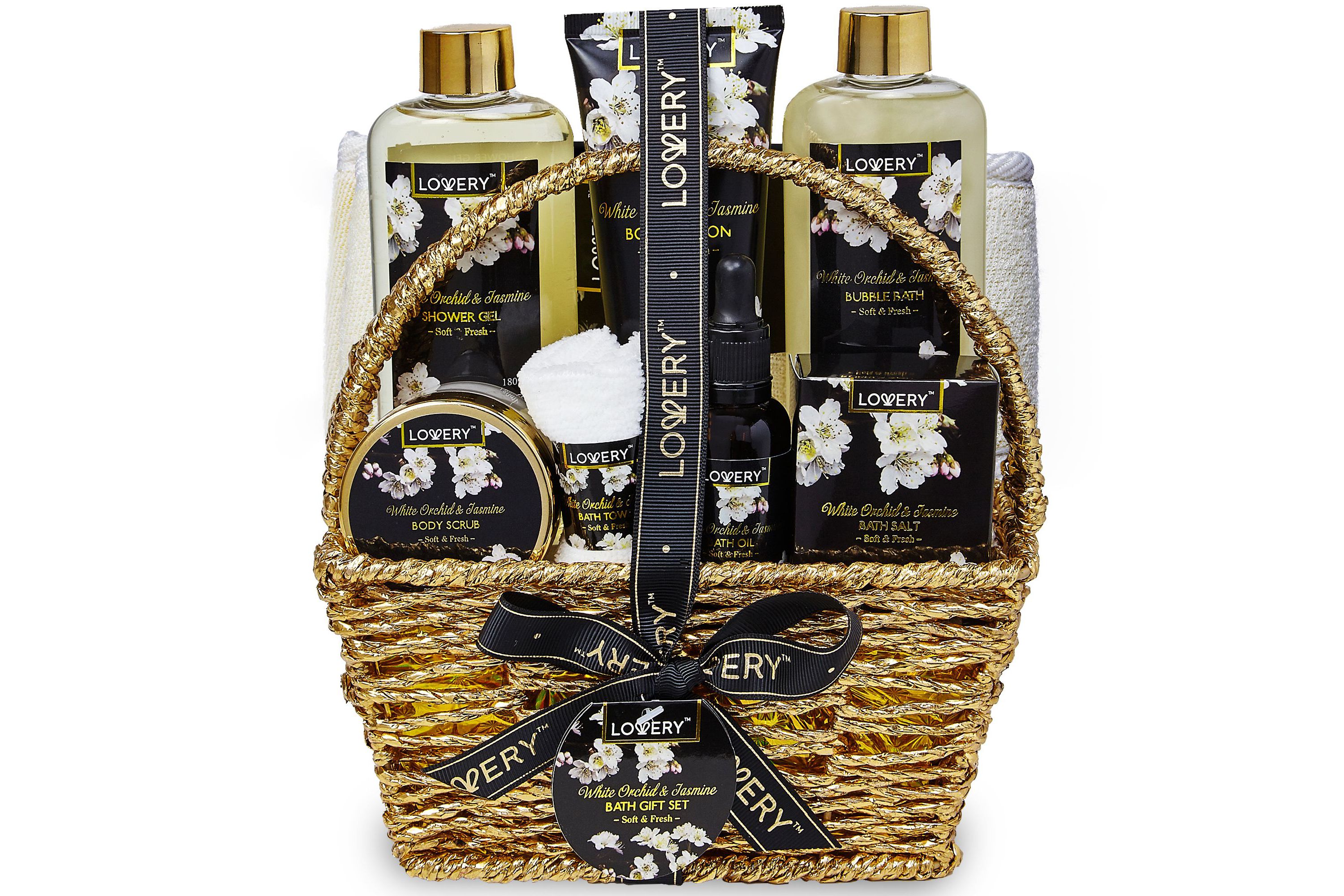Lovery Bath & Body Gift - Orchid & Jasmine - Body Scrubs, Lotions & More - 9pc