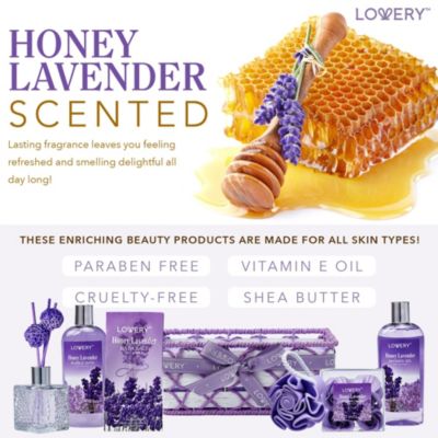 Bath And Body Gift - Honey Lavender Scent - Essential Oil Diffuser - 13pc