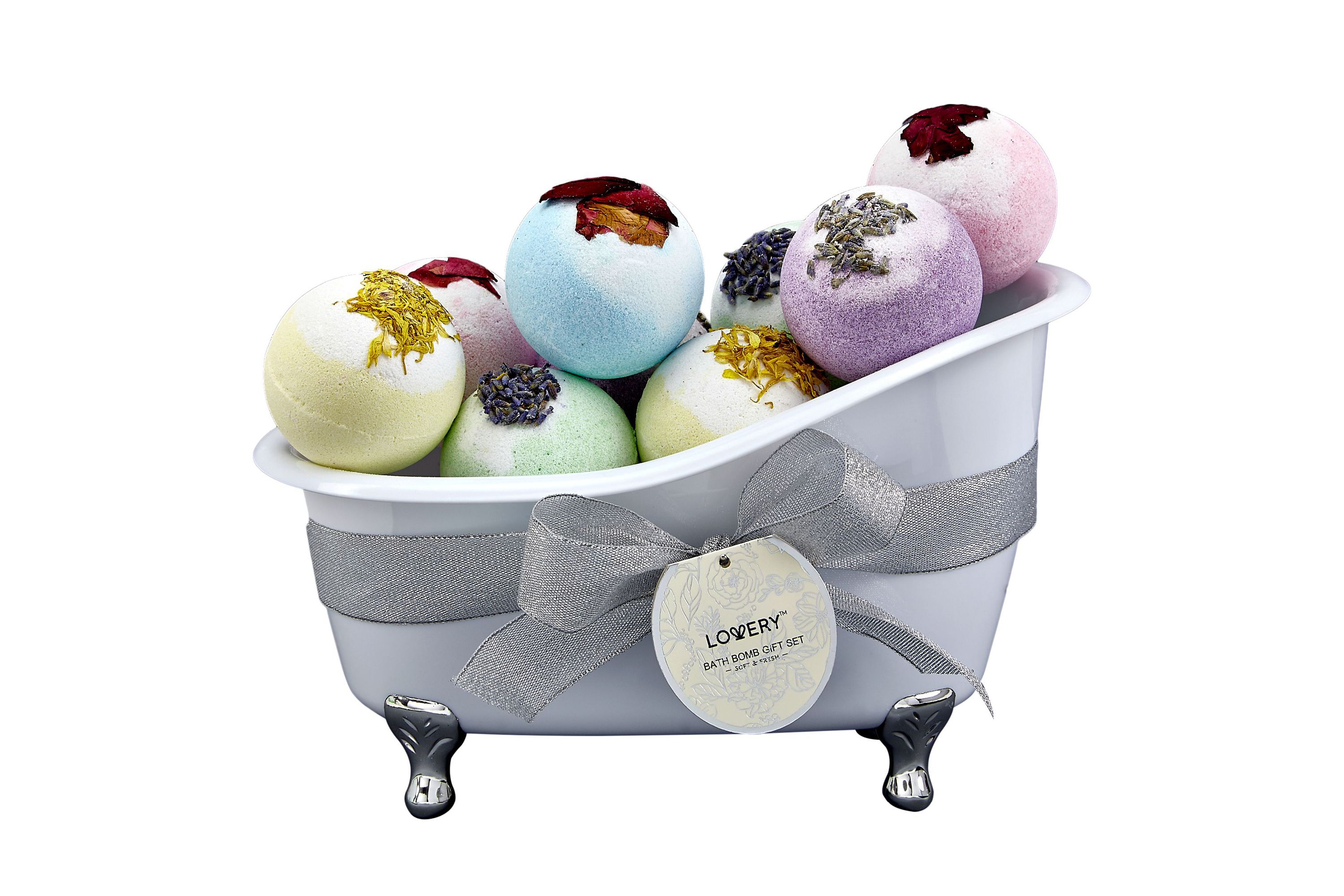 Lovery Bath Bombs Gift Set - 10 XL Bath Fizzies with Shea & Coco Butter