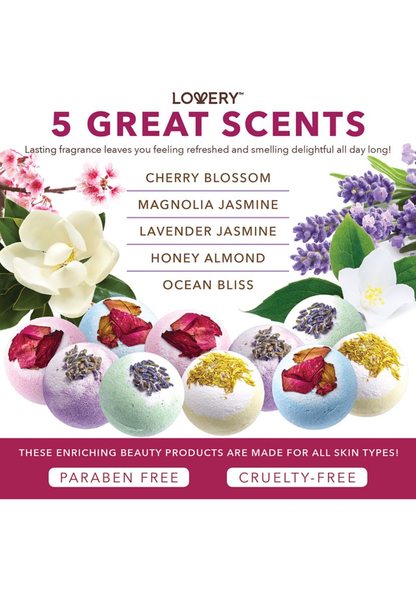 Lovery Bath Bombs Gift Set - 10 XL Bath Fizzies with Shea & Coco Butter