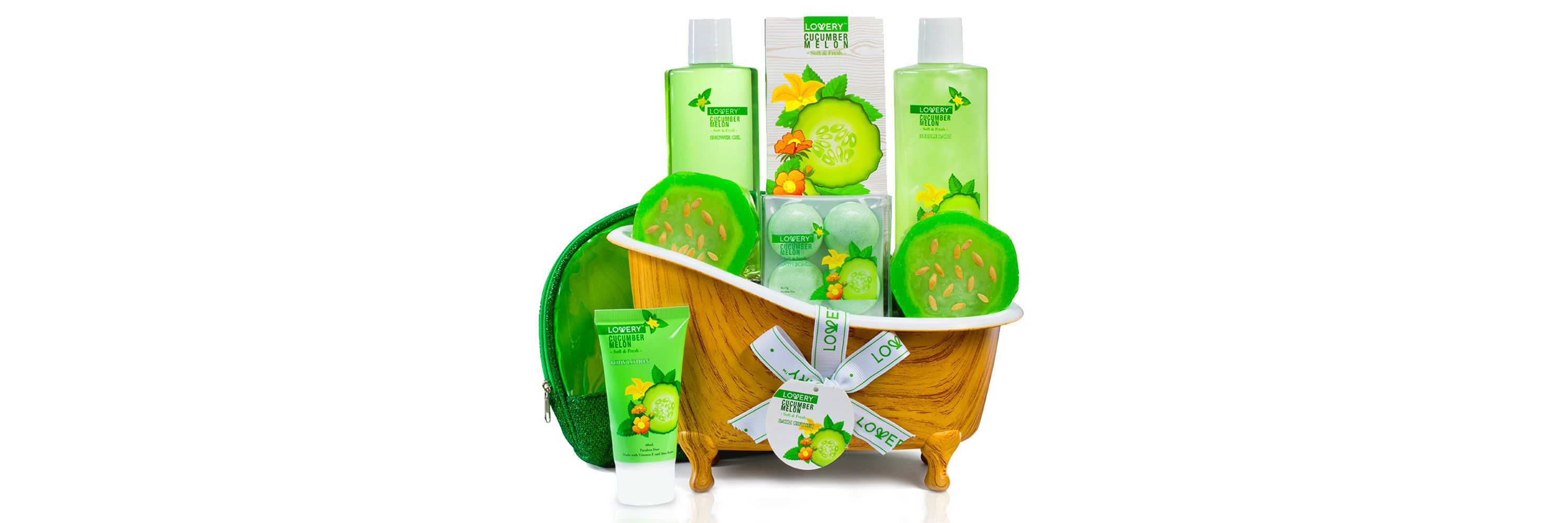 Lovery Home Spa Gift Set - Aromatherapy Kit - Natural Cucumber & Organic Melon - 12 pc