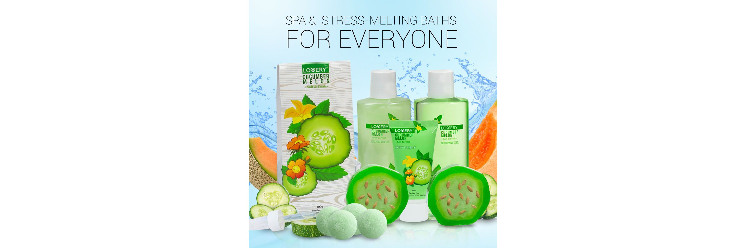 Lovery Home Spa Gift Set - Aromatherapy Kit - Natural Cucumber & Organic Melon - 12 pc