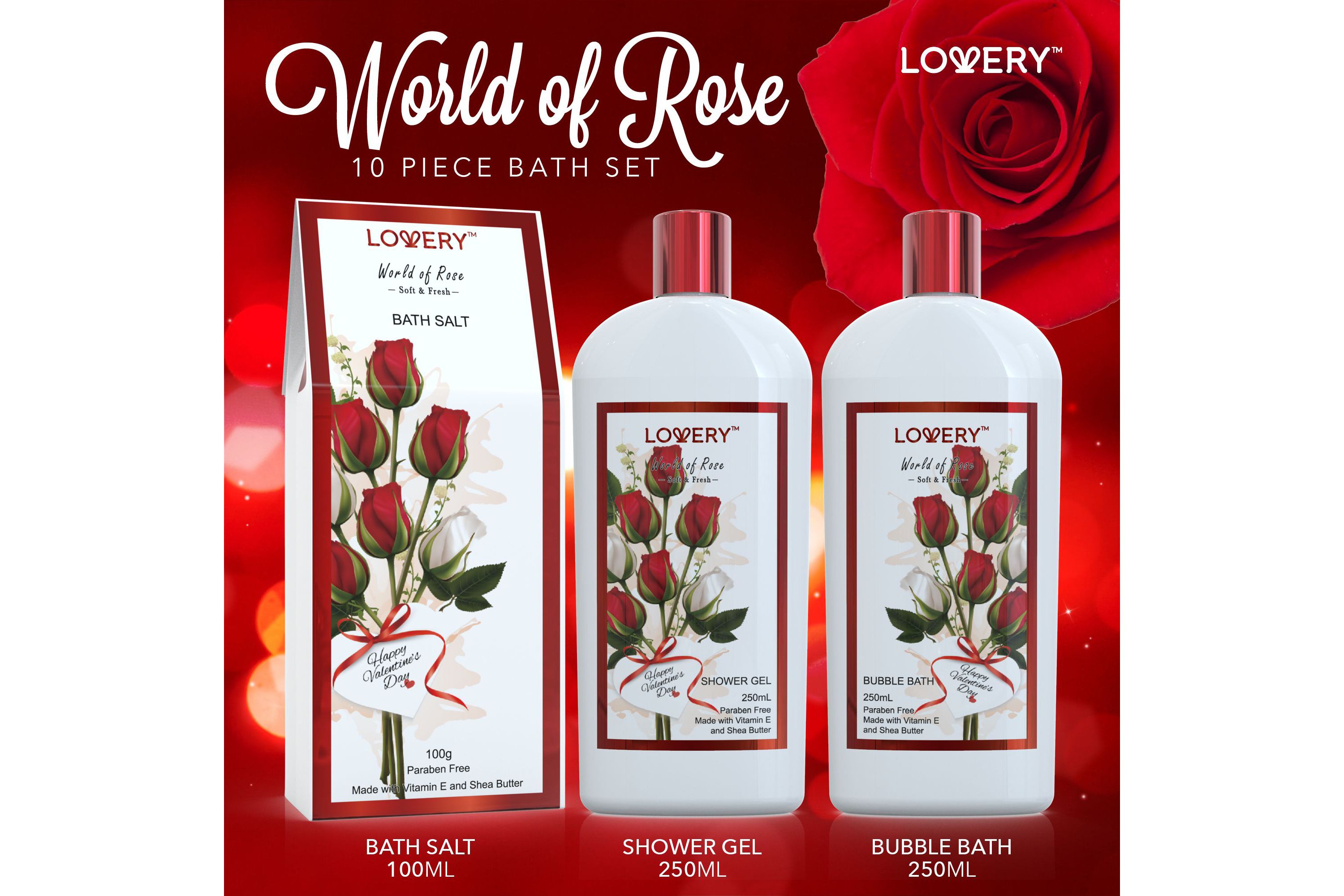 Lovery Mothers Day Spa Gift Basket - Red Rose Scented