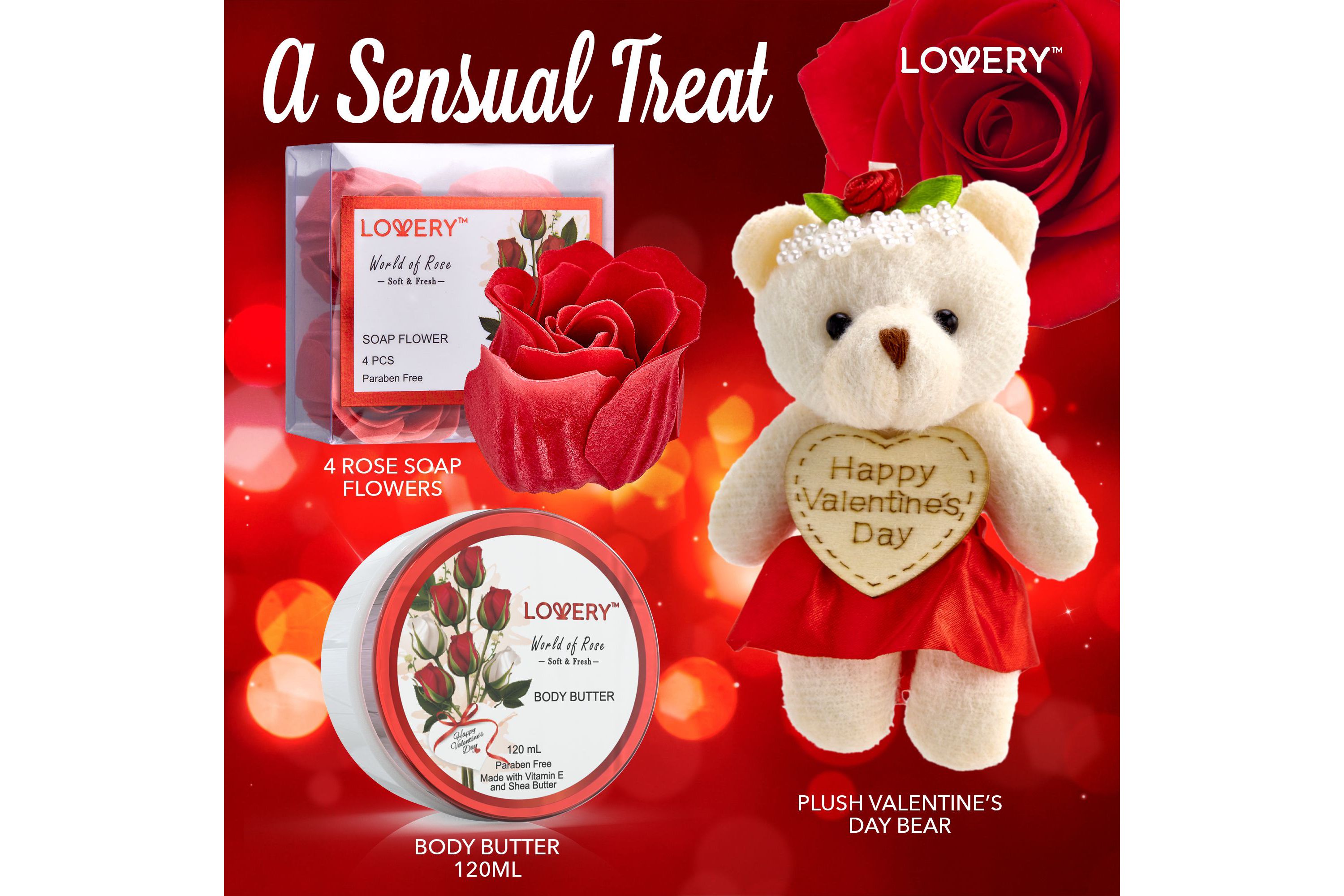 Lovery Mothers Day Spa Gift Basket - Red Rose Scented