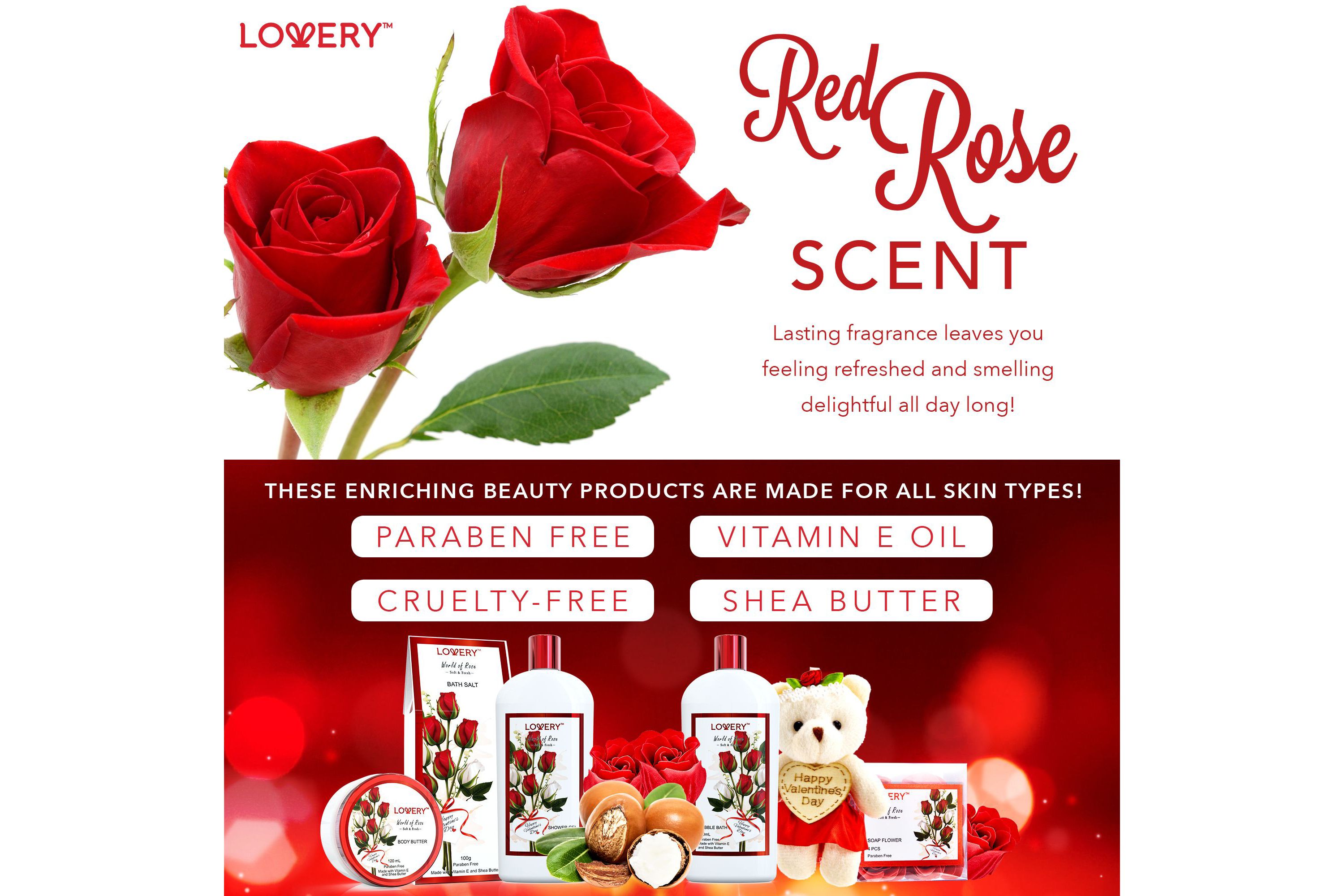 Lovery Mothers Day Spa Gift Basket - Red Rose Scented
