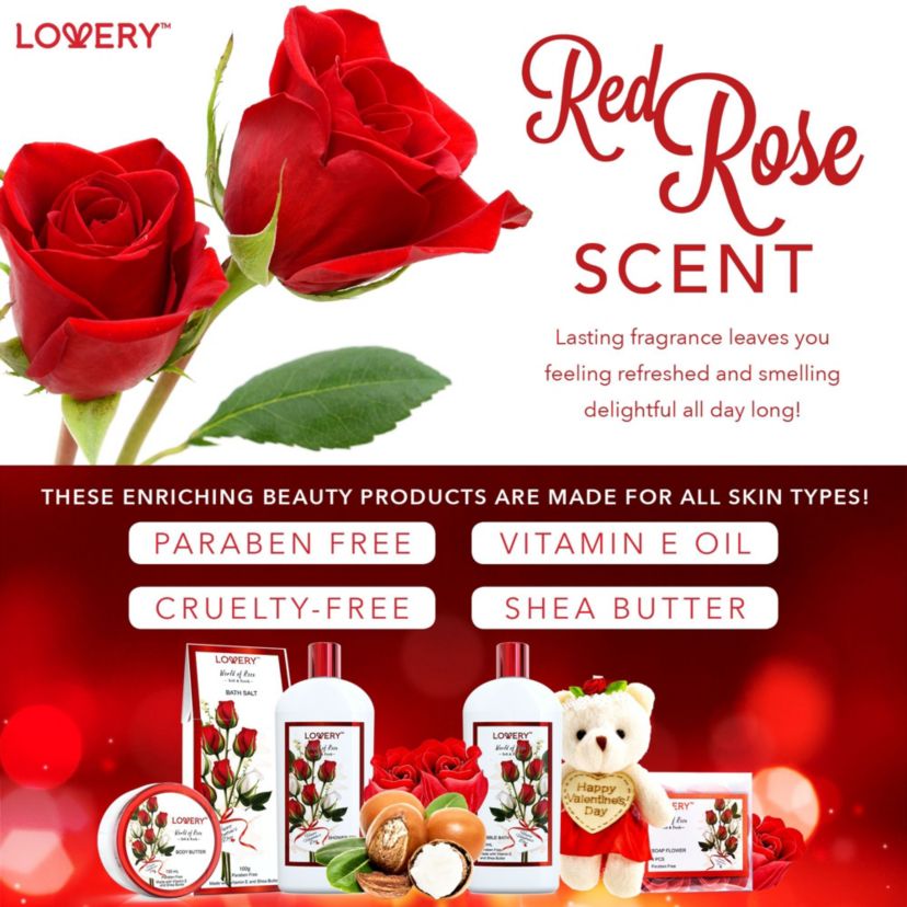 Lovery Mothers Day Spa Gift Basket - Red Rose Scented