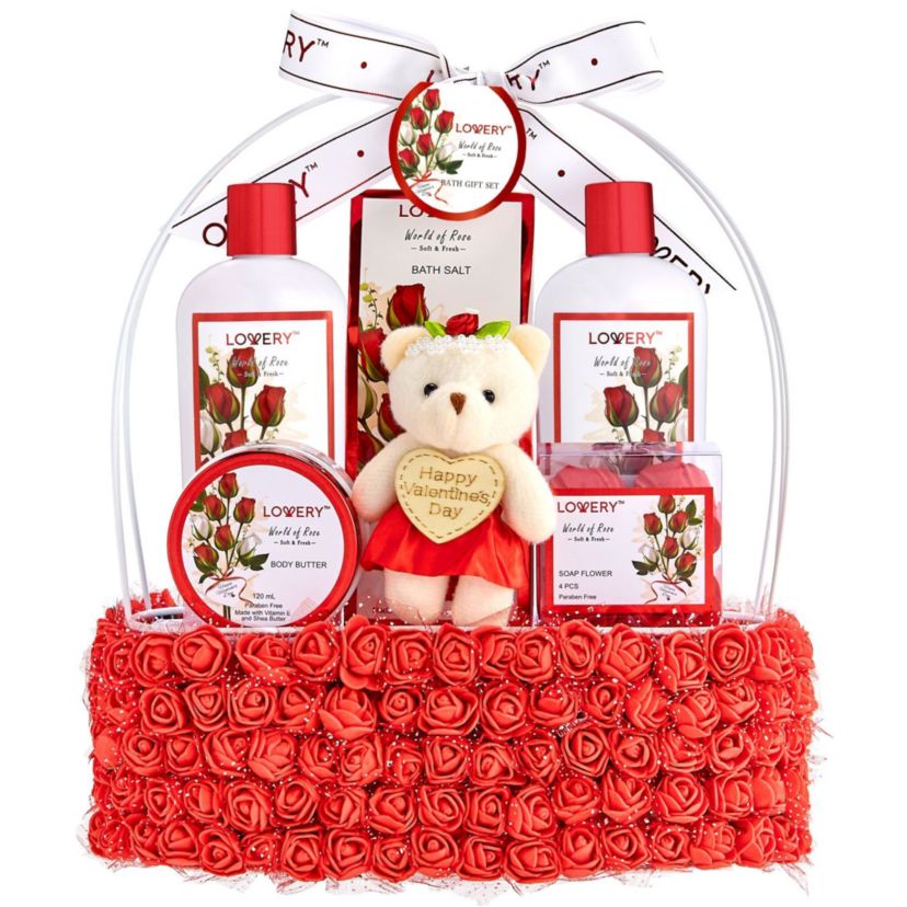 Lovery Mothers Day Spa Gift Basket - Red Rose Scented