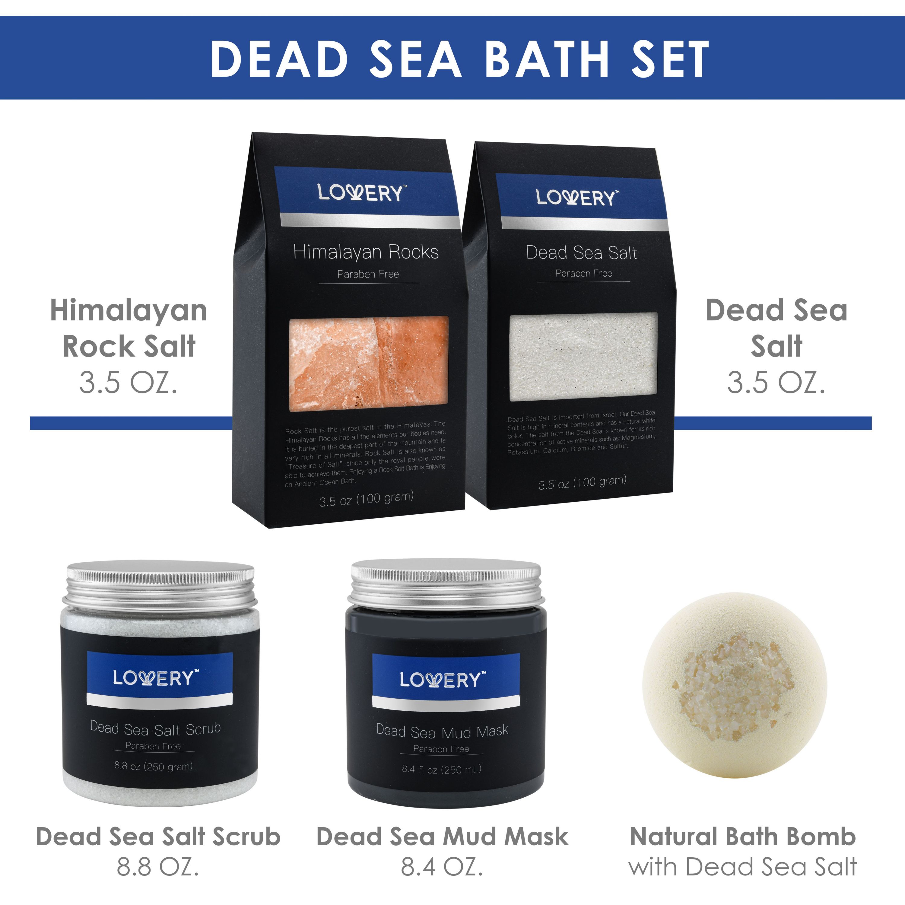 Lovery Dead Sea Bath and Body Gift Set - Luxury Bath Essentials with SheaButter - Home Spa Kit