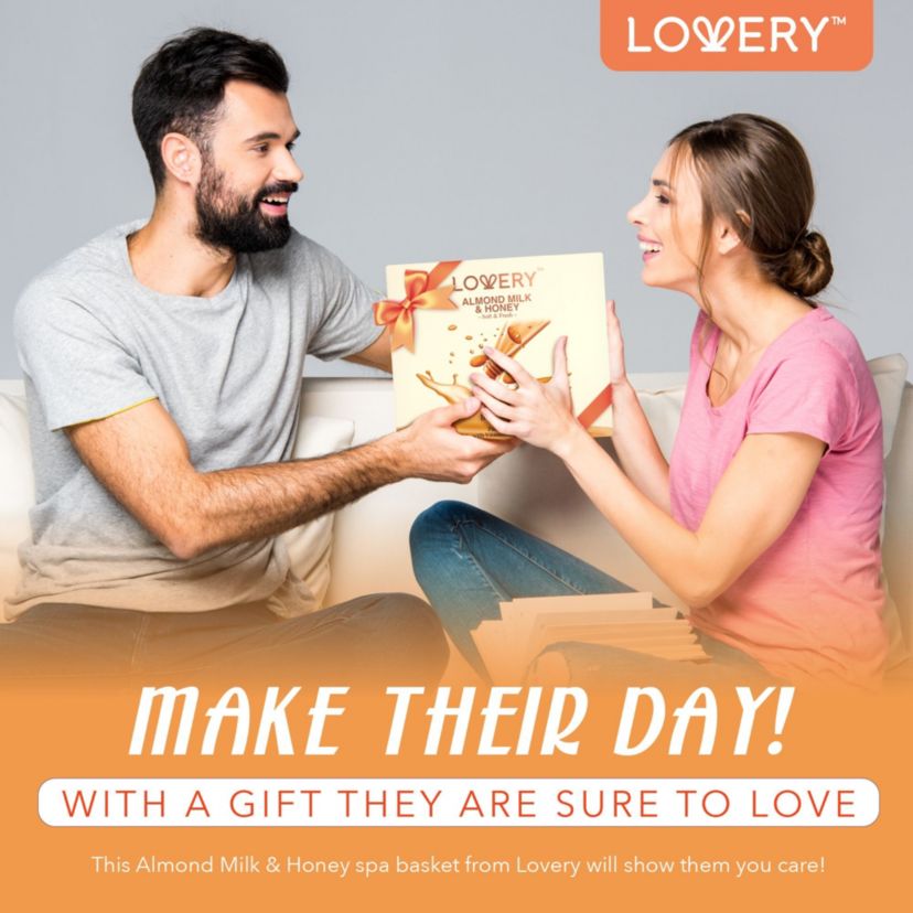 Lovery Bath Gift Set - Almond Milk & Honey Spa - With Handmade Oatmeal Soap & More