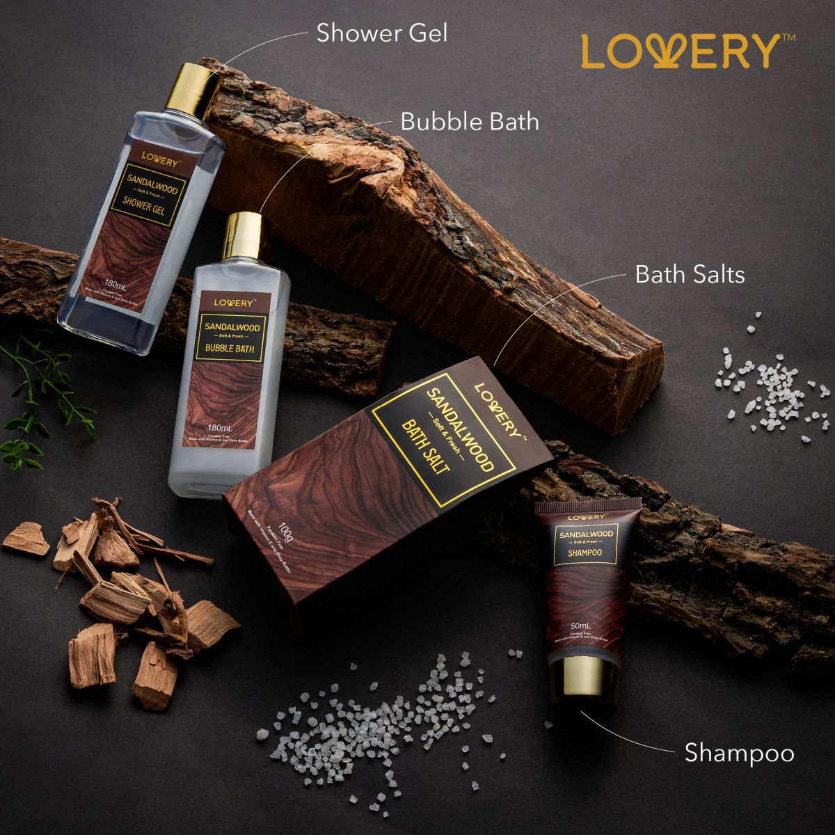 Mens Gift Set - 14 Pc Sandalwood Bath Gift Set - Personal Self Care Kit