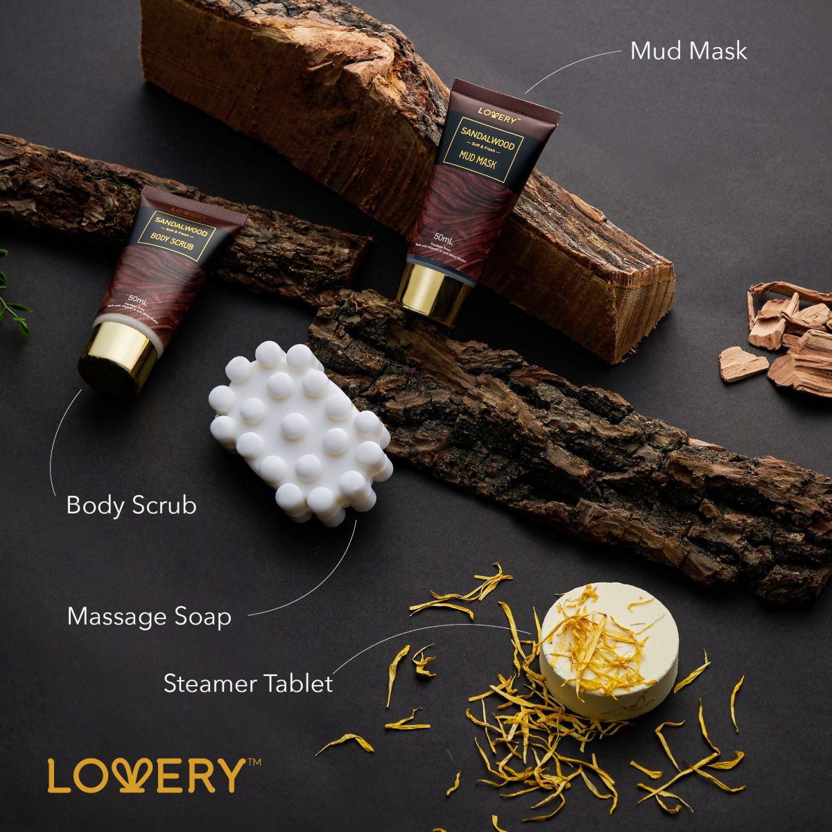 Mens Gift Set - 14 Pc Sandalwood Bath Gift Set - Personal Self Care Kit