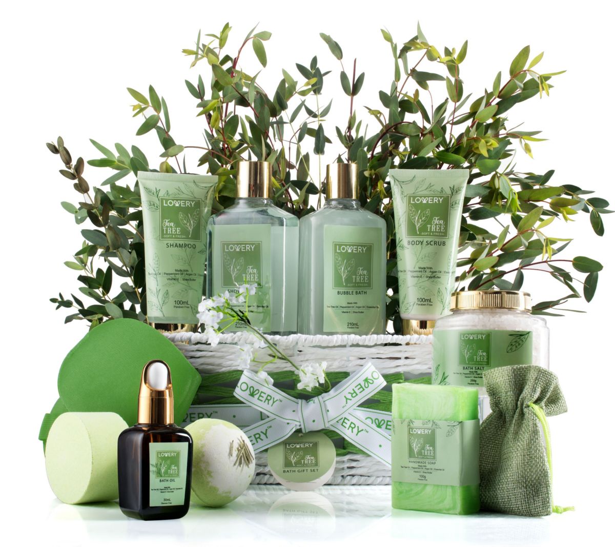 Tea Tree Bath Set - Luxury Aromatherapy Home Spa with Calming Mint Fragrance – 15 Pc