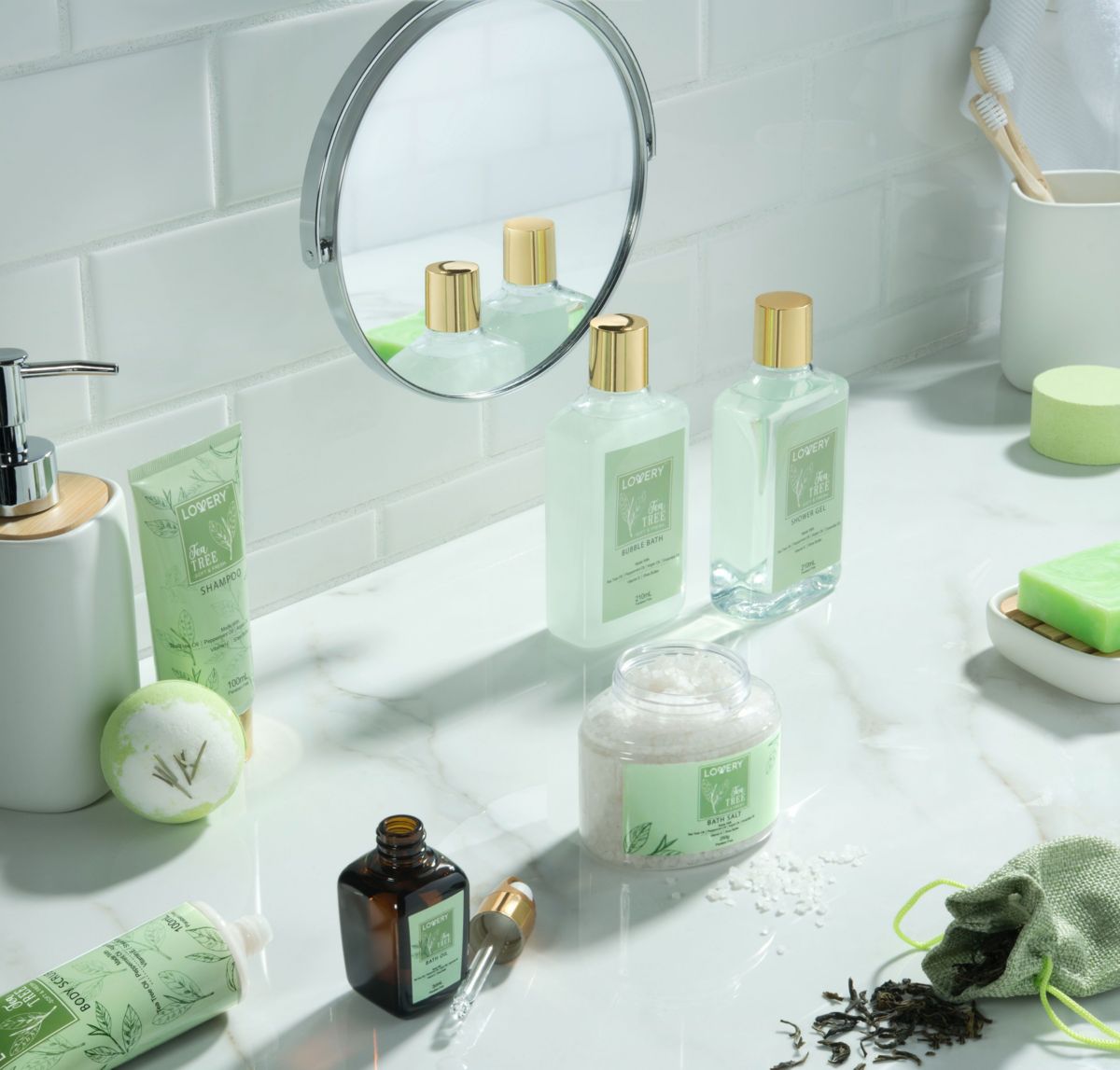 Tea Tree Bath Set - Luxury Aromatherapy Home Spa with Calming Mint Fragrance – 15 Pc