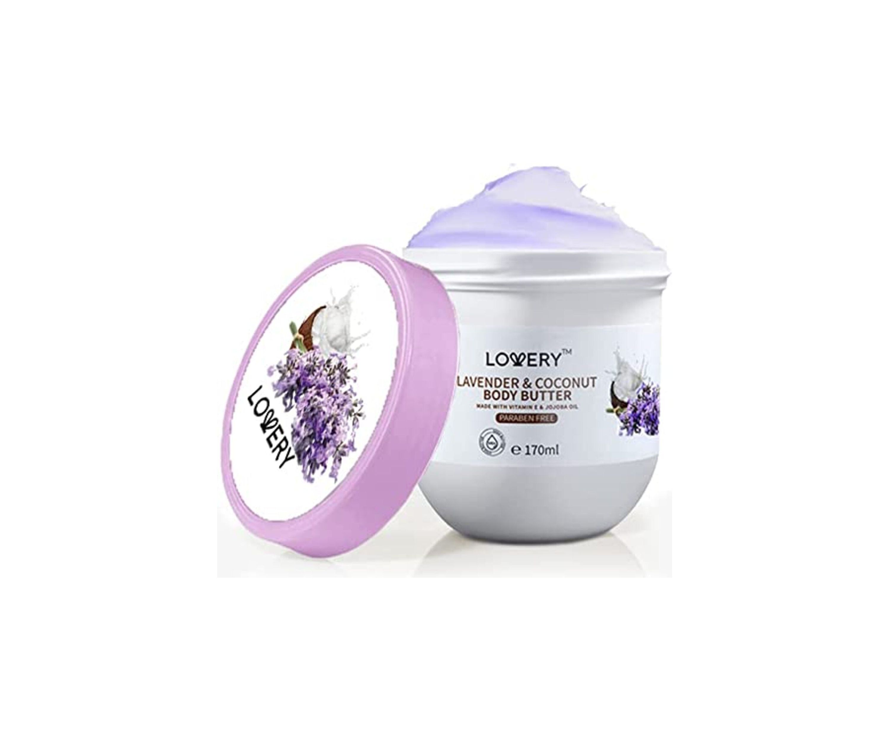 Lavender and Coconut Body Butter - 6oz Ultra-Hydrating Shea Butter Body Cream Enriched with Jojoba Oil and Vitamin E