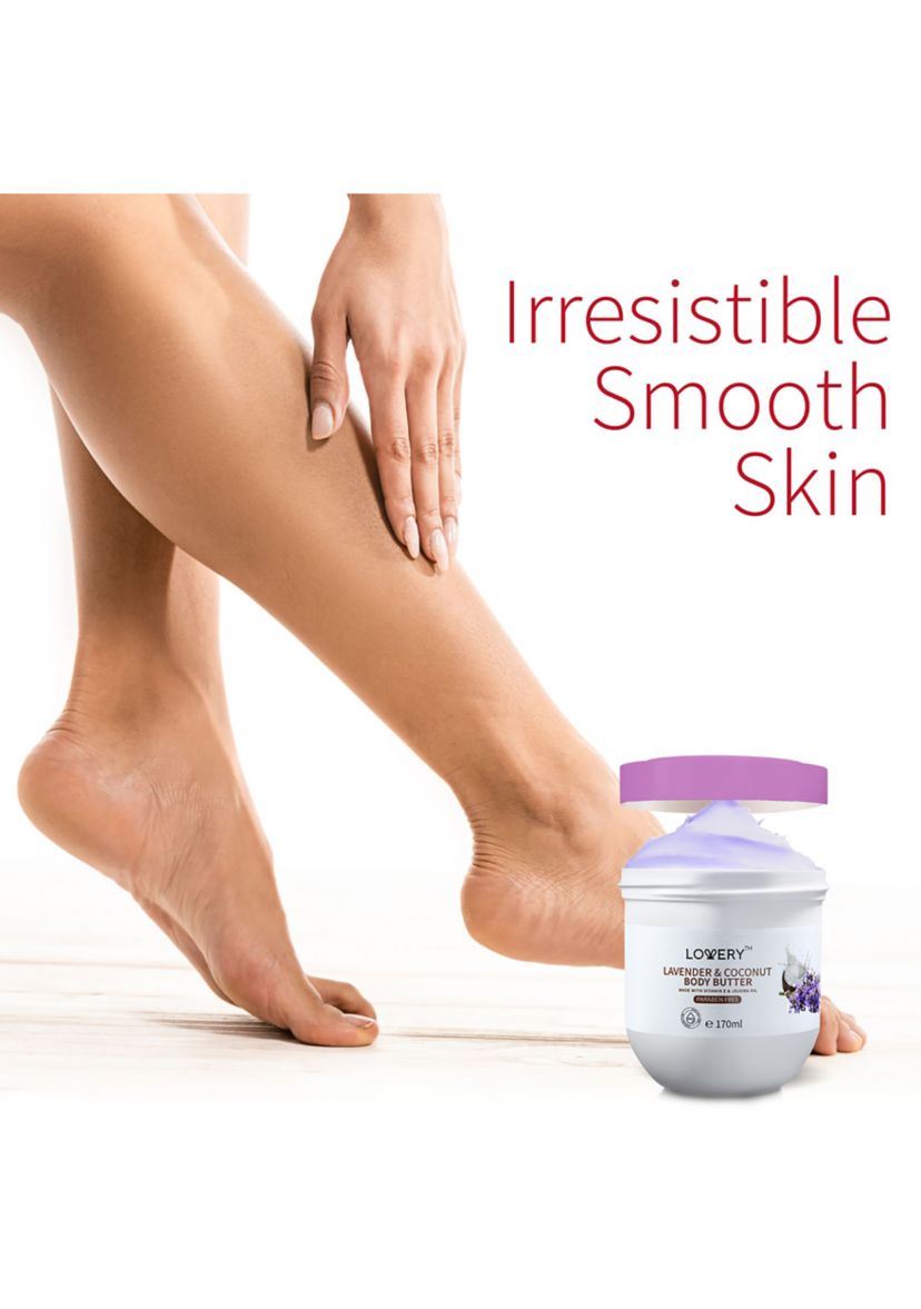 Lavender and Coconut Body Butter - 6oz Ultra-Hydrating Shea Butter Body Cream Enriched with Jojoba Oil and Vitamin E