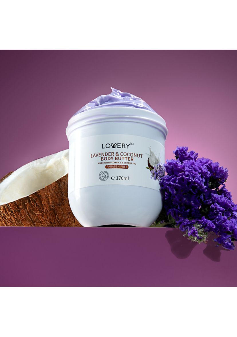 Lavender and Coconut Body Butter - 6oz Ultra-Hydrating Shea Butter Body Cream Enriched with Jojoba Oil and Vitamin E