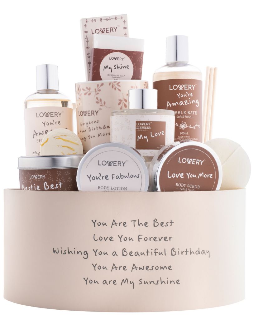 Birthday Gift Basket, Bath and Spa Gift Set for Women, Luxury Birthday Spa Gift Box