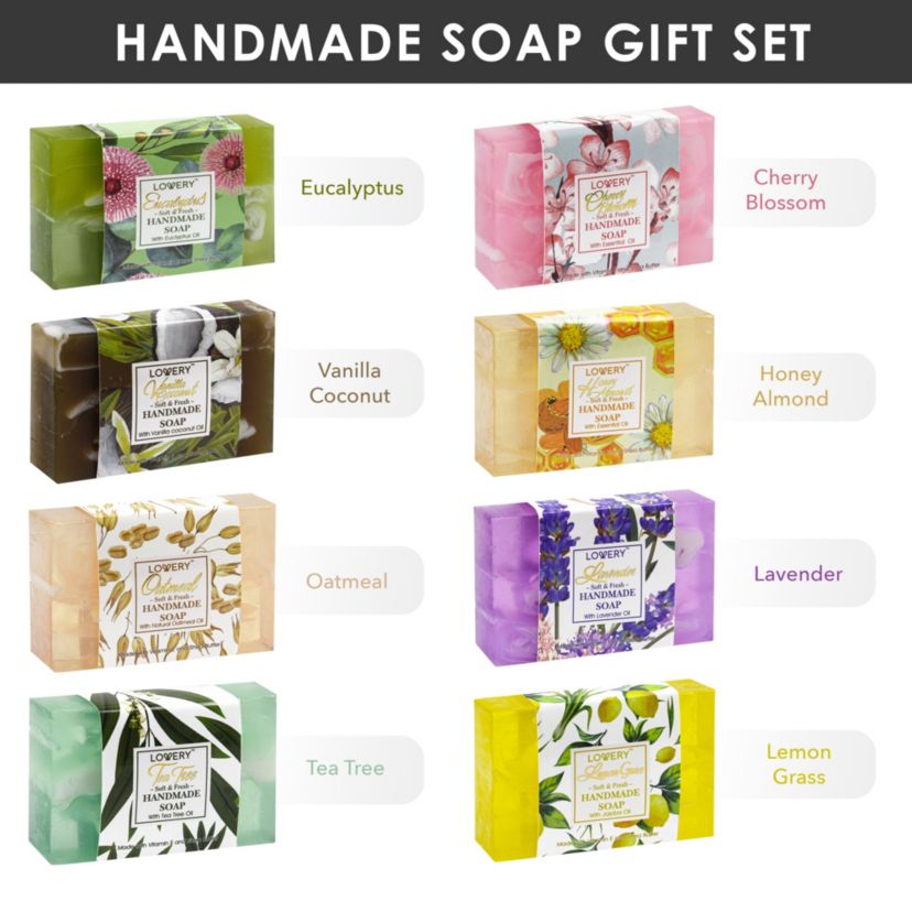 Handmade Soap Set - 8 Piece Variety Pack, Luxury Bath Soap Gift Box