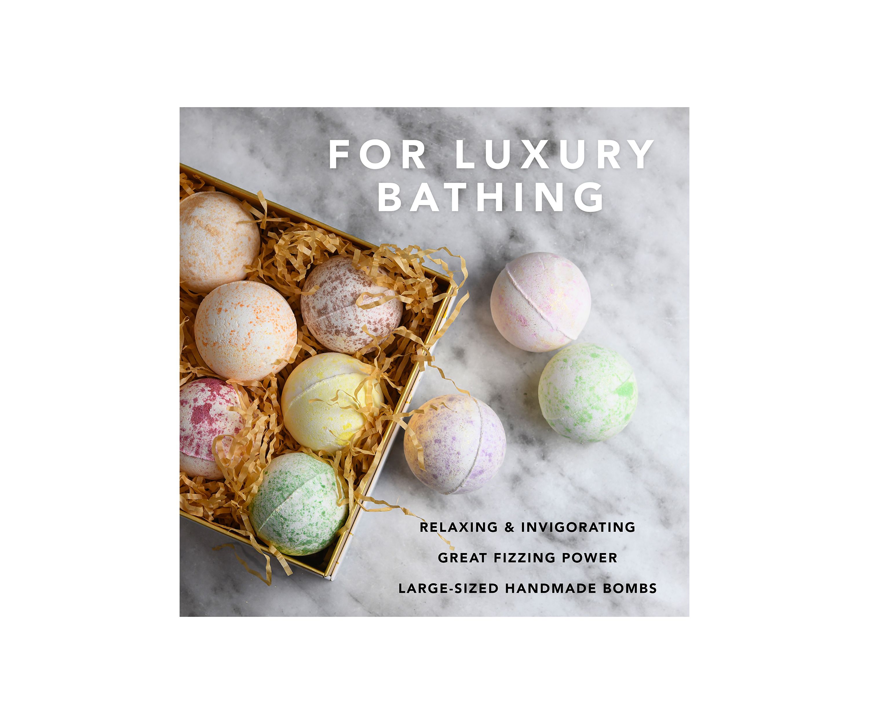 Marble Bath Bombs Set, 9 Handmade Bubble Bombs Gift Box