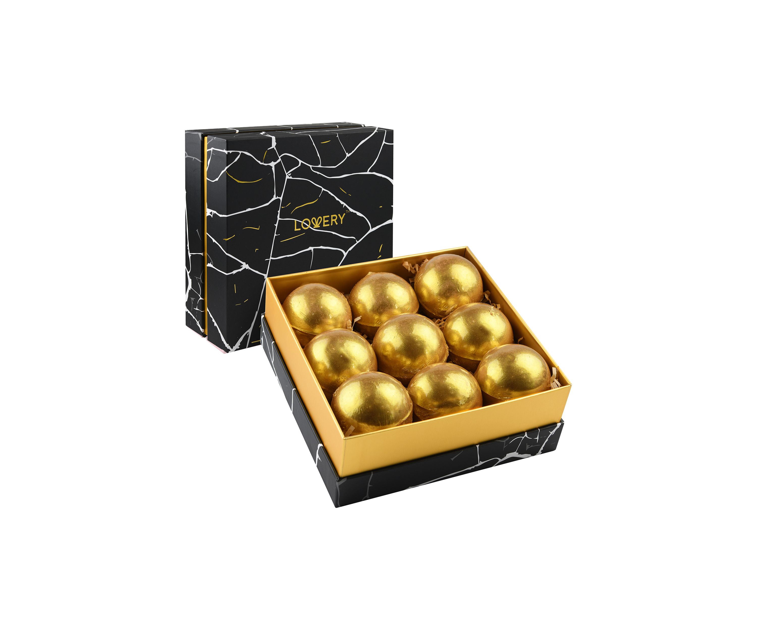 24K Gold Bath Bombs Gift Box, 9 Handmade Spa Bombs