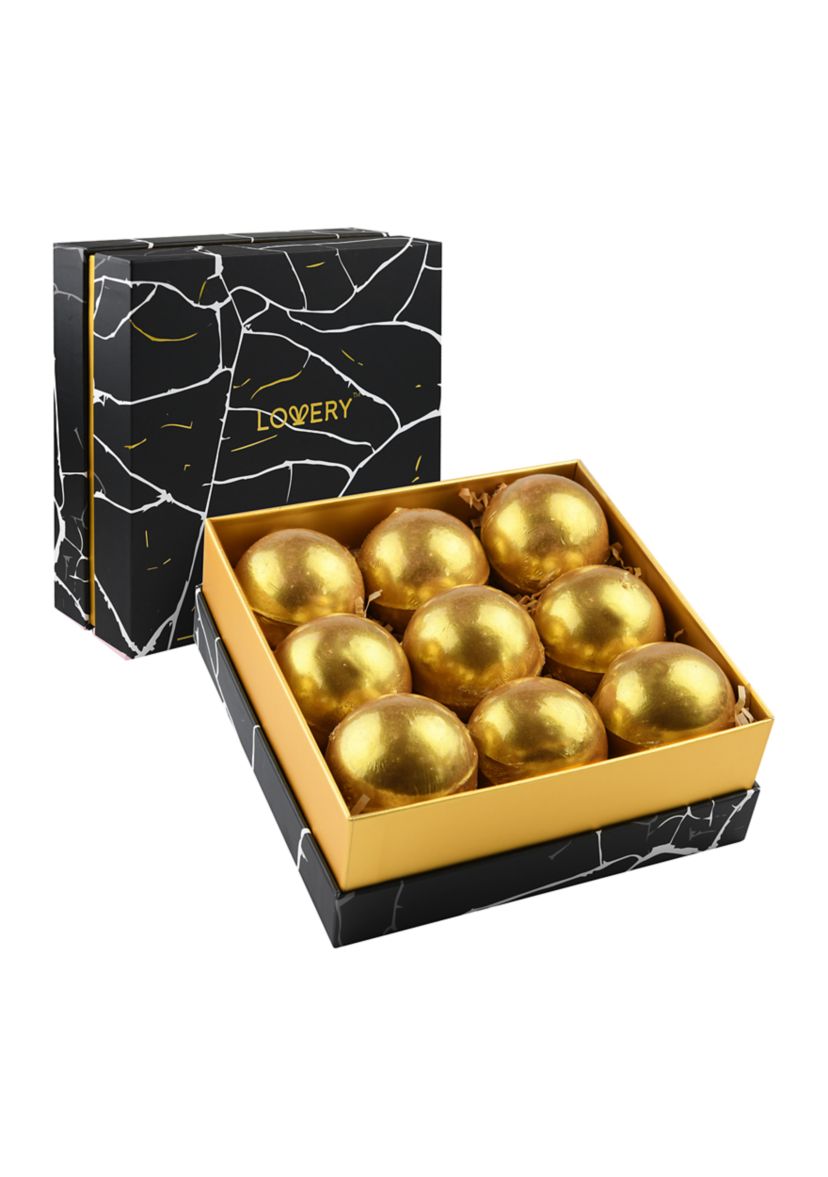 24K Gold Bath Bombs Gift Box, 9 Handmade Spa Bombs