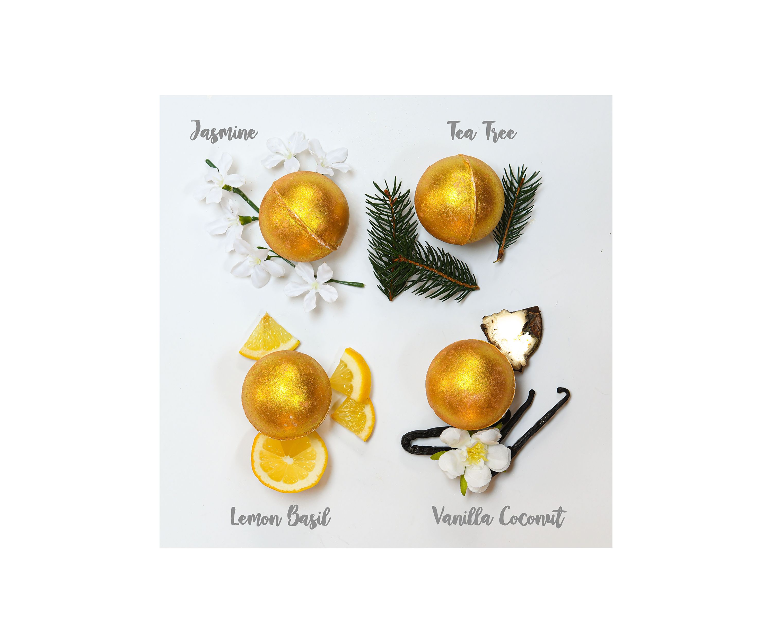 24K Gold Bath Bombs Gift Box, 9 Handmade Spa Bombs